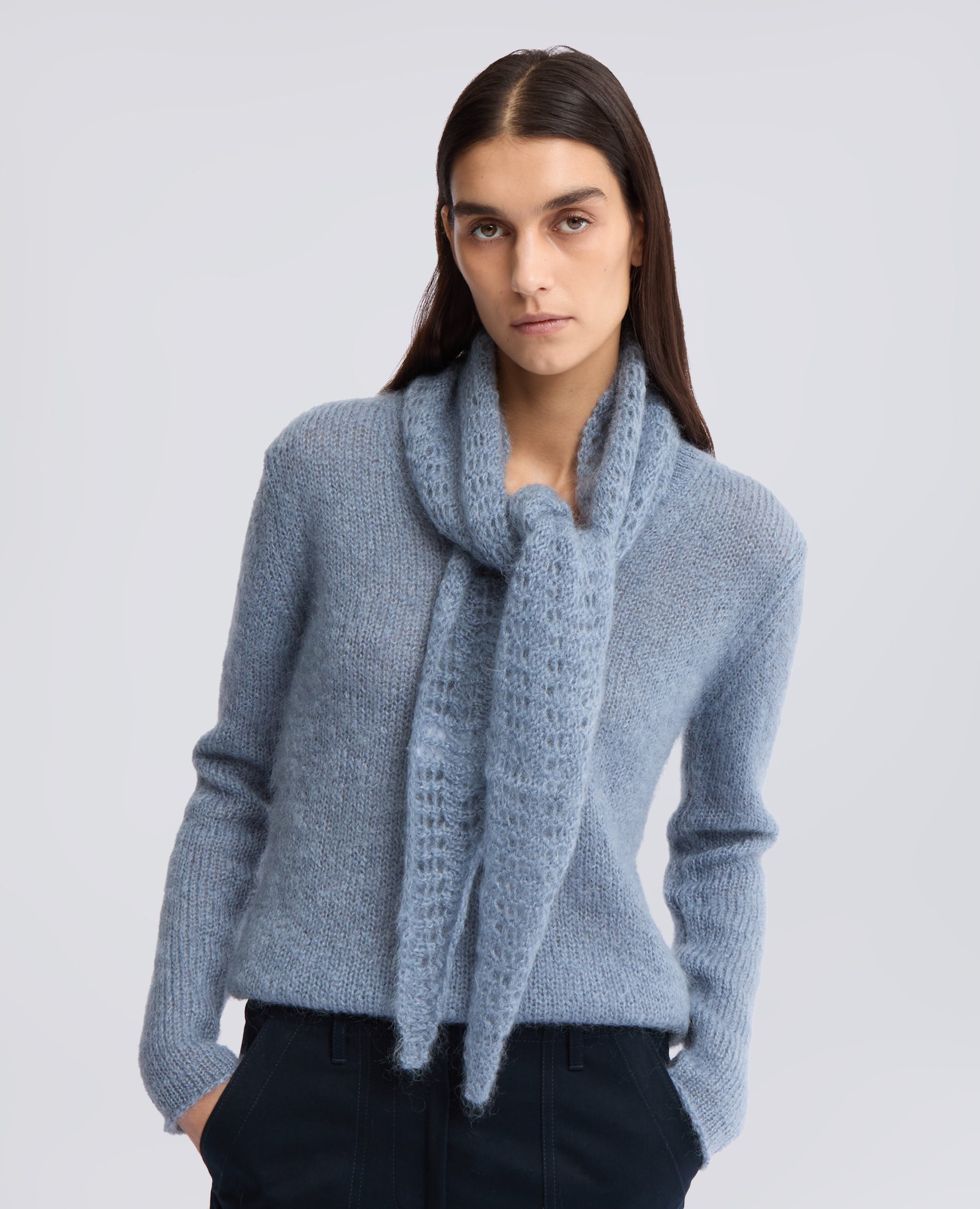 FOULARD IN MOHAIR E LANA - AZZURRO - ASPESI