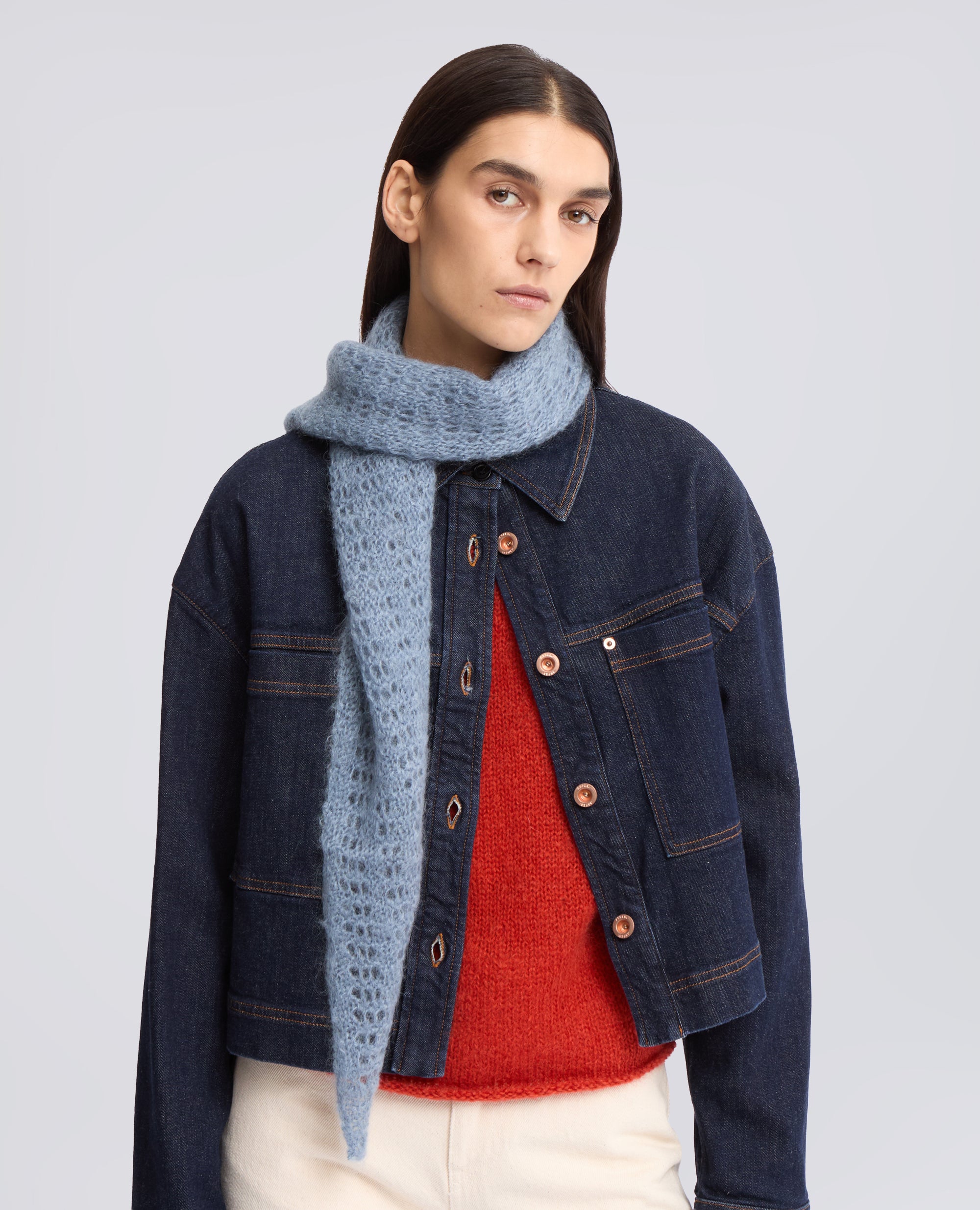 FOULARD IN MOHAIR E LANA - AZZURRO - ASPESI