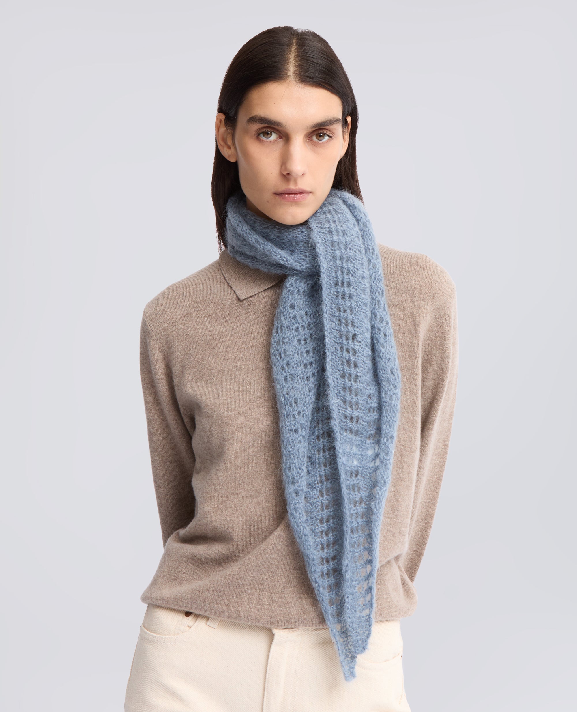 FOULARD IN MOHAIR E LANA - AZZURRO - ASPESI