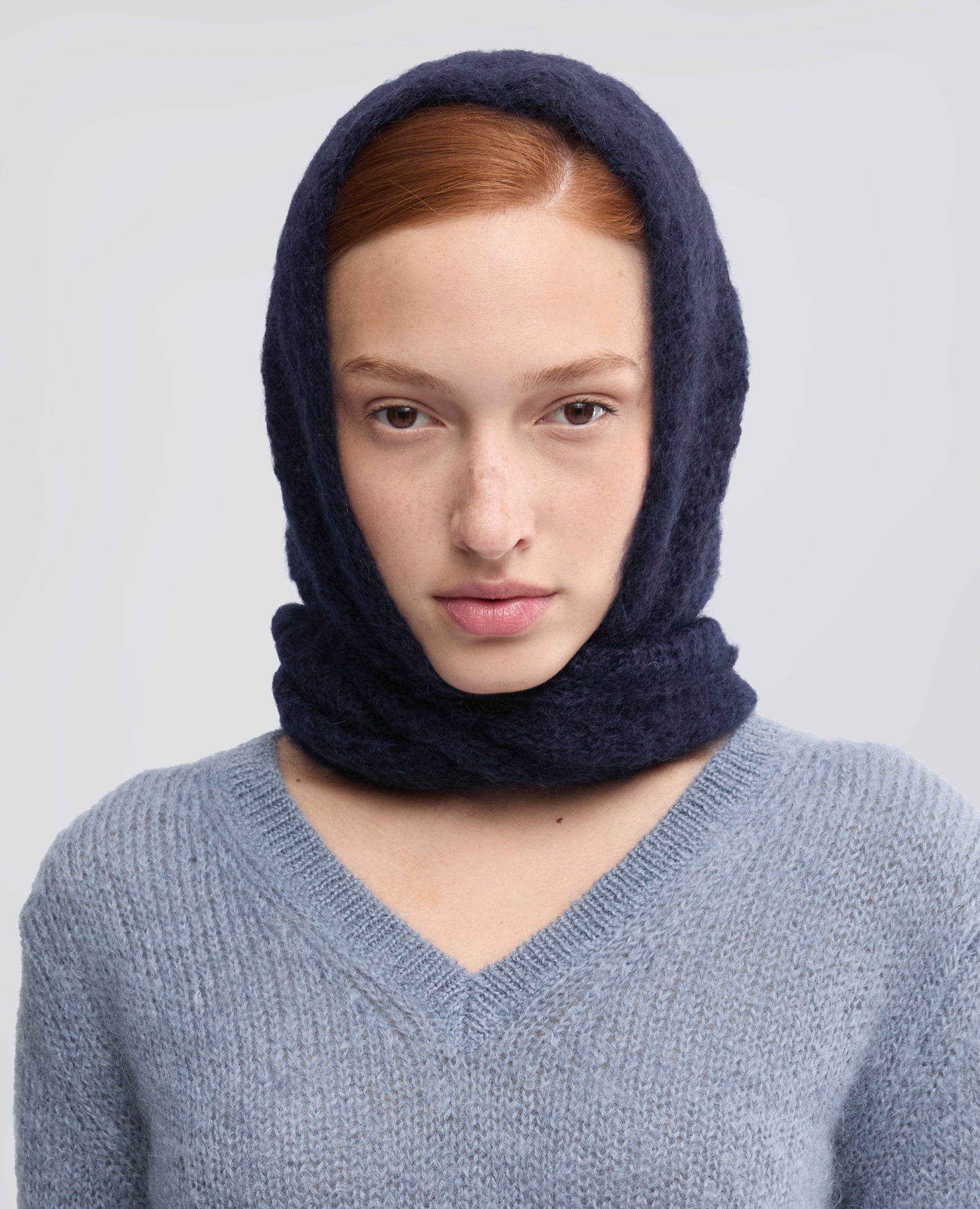 FOULARD EN MOHAIR ET LAINE - BLEU - ASPESI