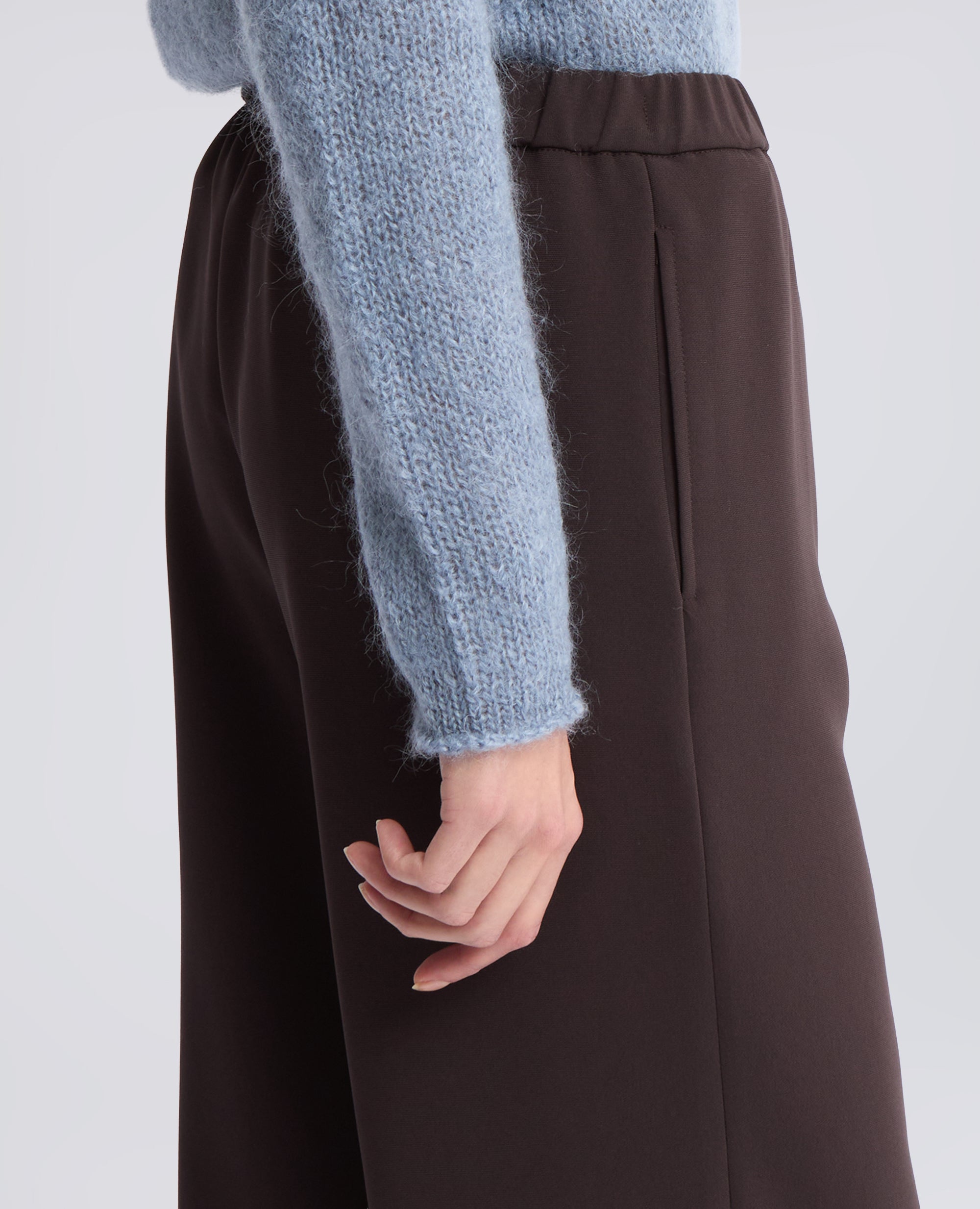 PANTALONE IN CADY CRÊPE CON ELASTICO - MARRONE - ASPESI