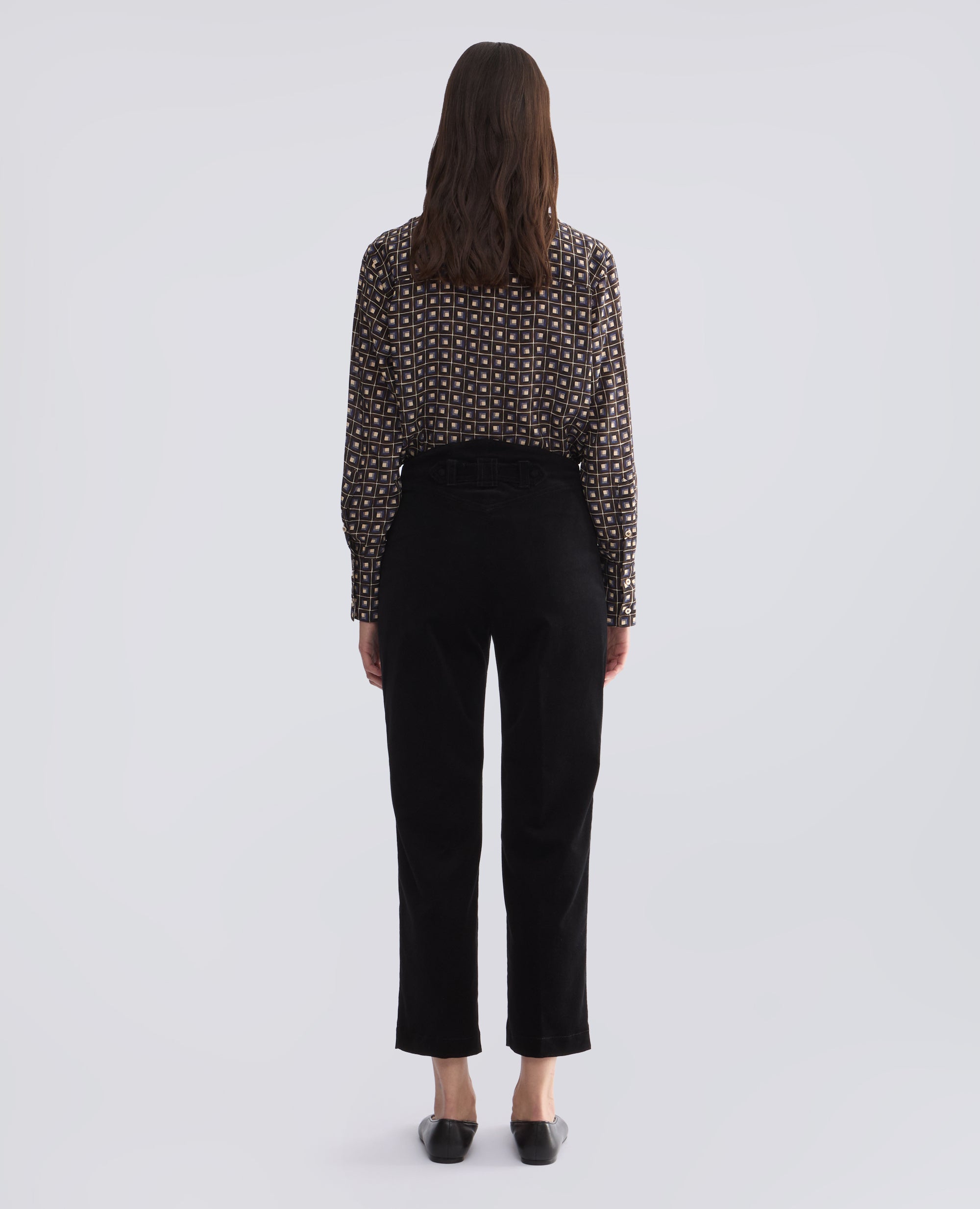 PANTALONE A VITA ALTA IN VELLUTO 1000 RIGHE DI COTONE COMFORT - NERO - ASPESI