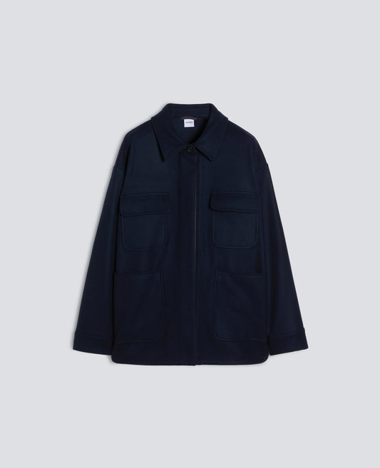 SOBRECAMISA EN LANA DOBLE EFECTO CASTOR - BLU - ASPESI