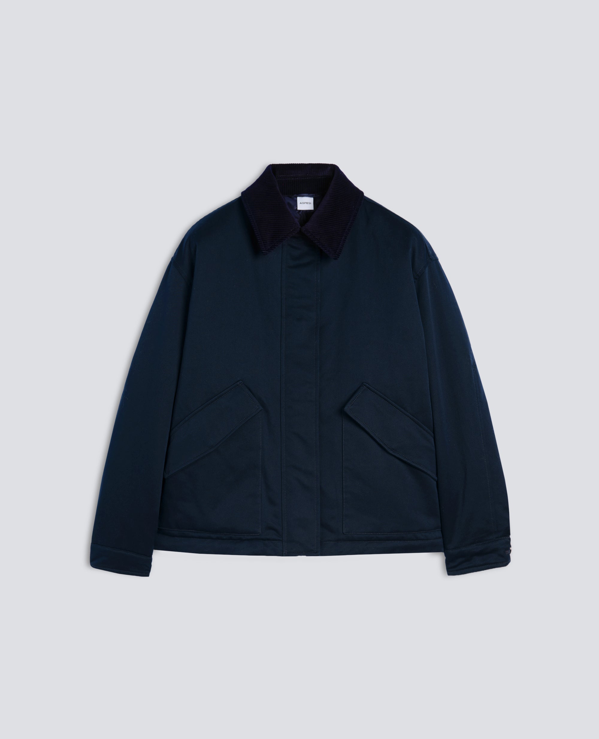 WATTIERTE JACKE AUS BAUMWOLL-GABARDINE - BLAU - ASPESI