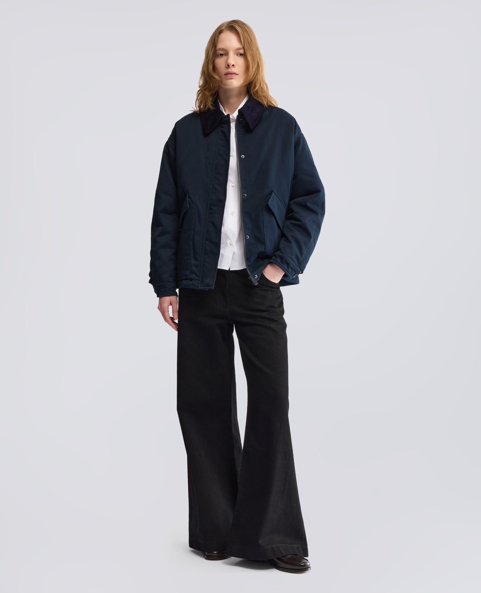 WATTIERTE JACKE AUS BAUMWOLL-GABARDINE - BLAU - ASPESI