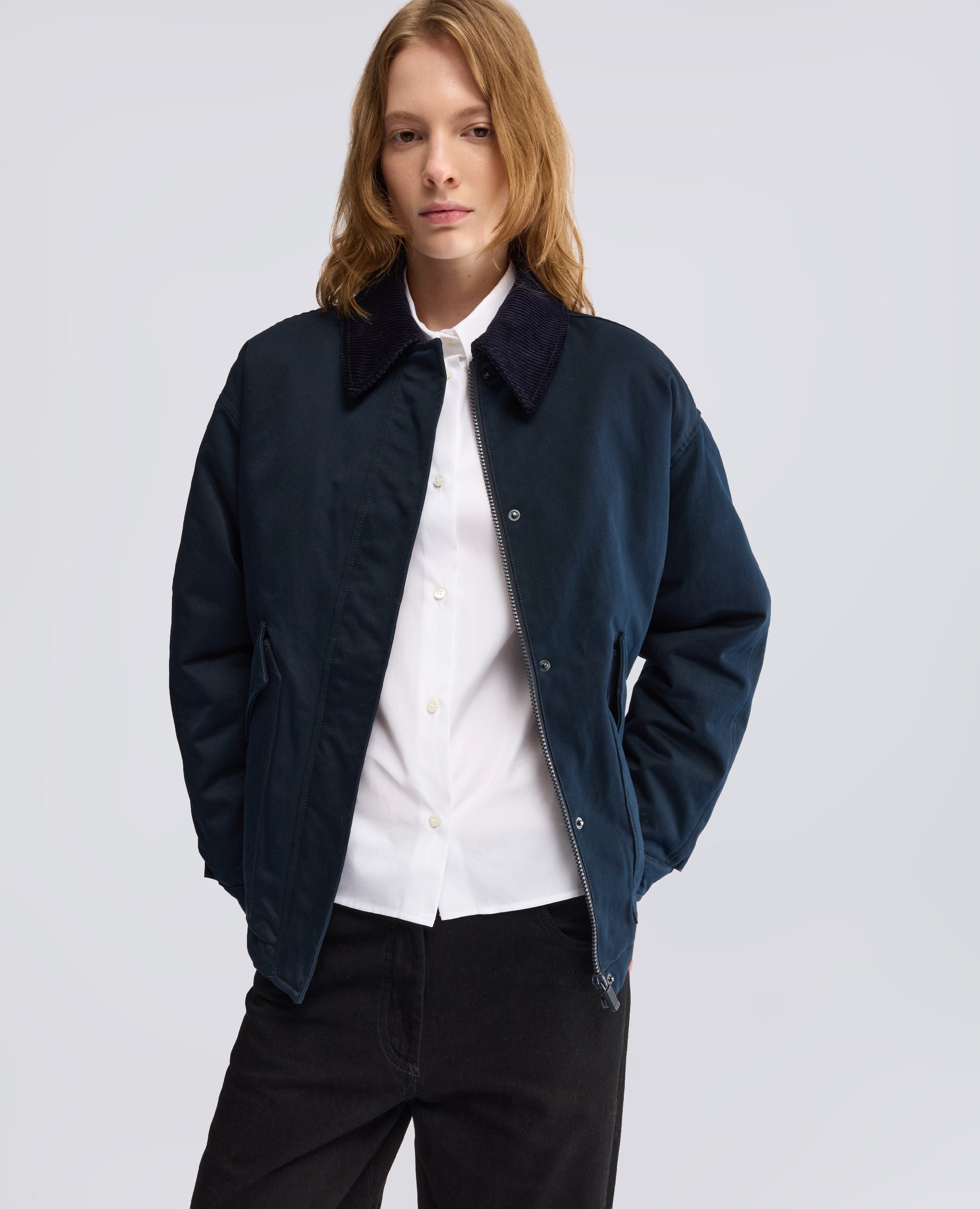 WATTIERTE JACKE AUS BAUMWOLL-GABARDINE - BLAU - ASPESI