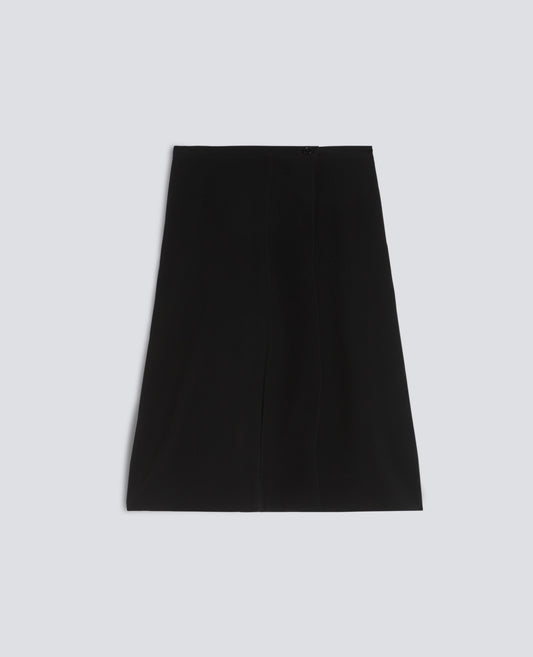 FLARED POLYESTER TRIACETATE CADY CREPE WRAP SKIRT - NERO - ASPESI
