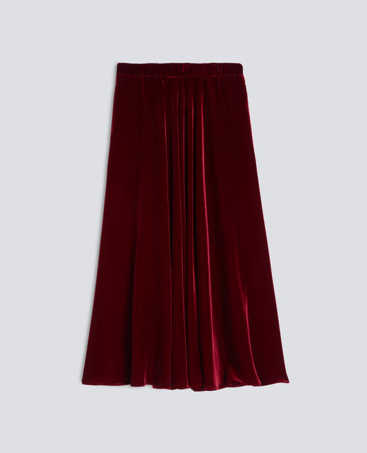 VISCOSE AND SILK VELVET SKIRT - ROSSO - ASPESI