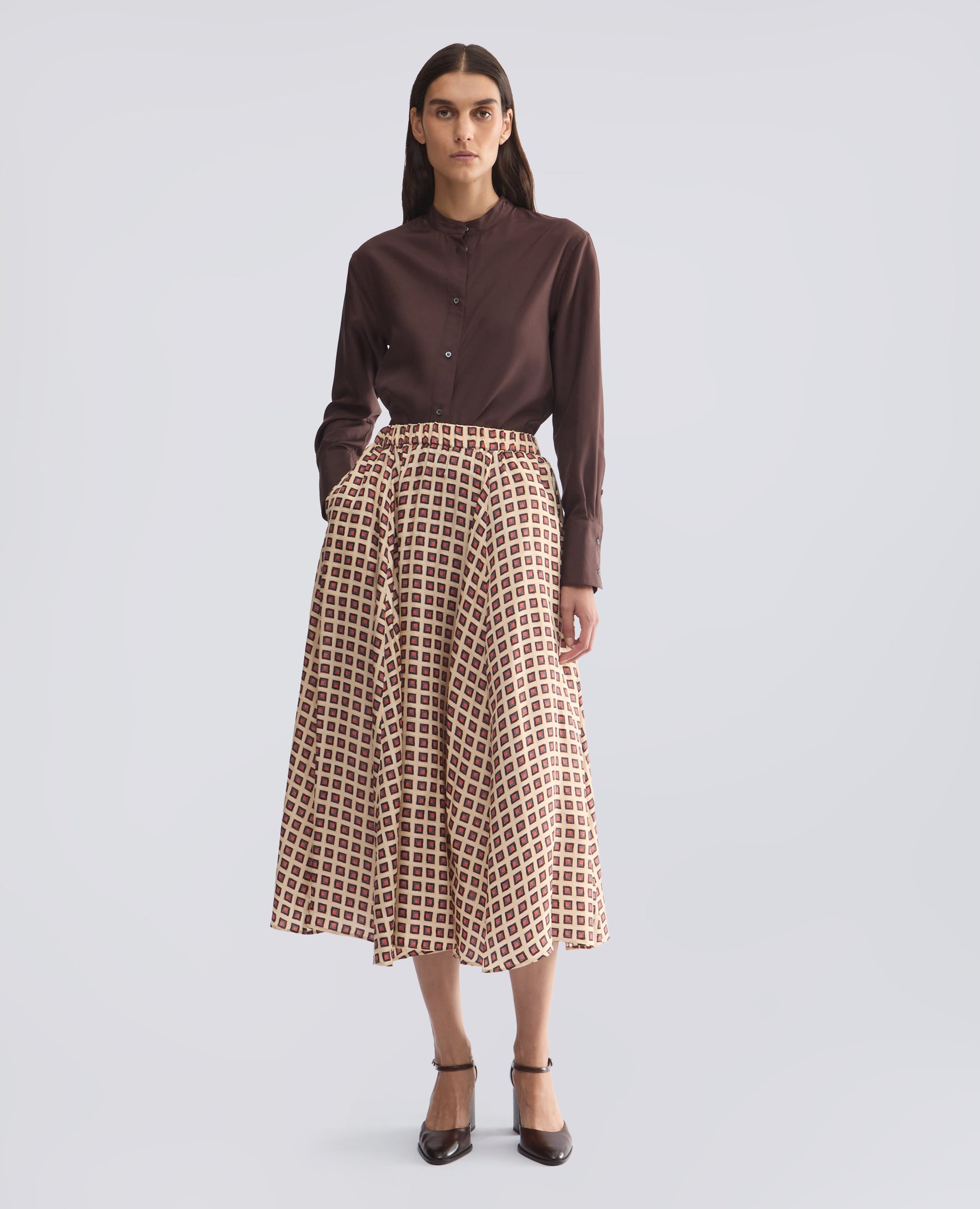 GONNA IN TWILL DI VISCOSA E SETA - MULTICOLOR - ASPESI