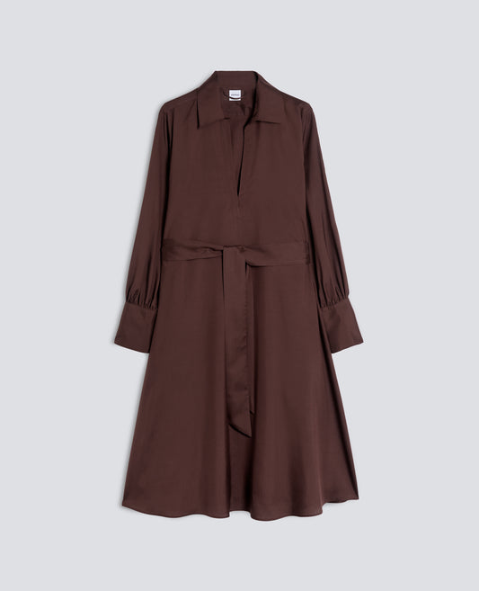 SILK POPLIN DRESS - BROWN - ASPESI