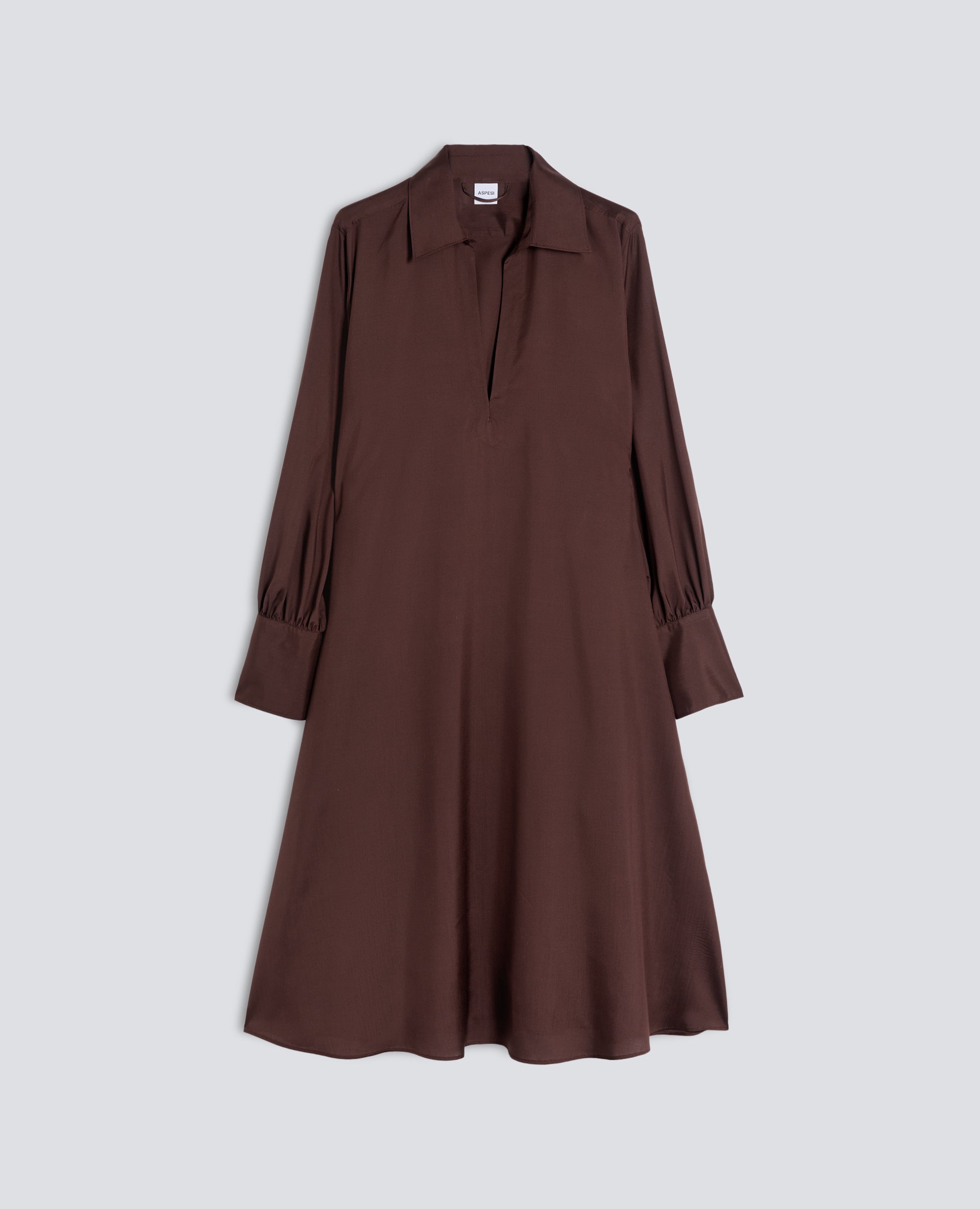 VESTIDO DE POPELINA DE SEDA - MARRON - ASPESI