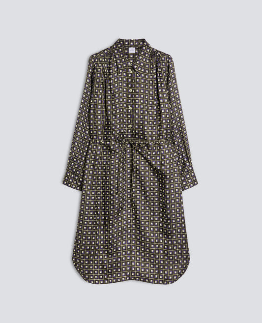 PRINTED VISCOSE AND SILK TWILL DRESS - MULTICOLOR - ASPESI