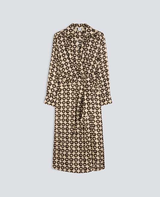 PRINTED VISCOSE AND SILK TWILL DRESS - GREEN - ASPESI