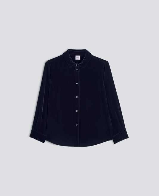 CAMICIA IN TWILL DI VISCOSA E SETA STAMPATO - BLU - ASPESI