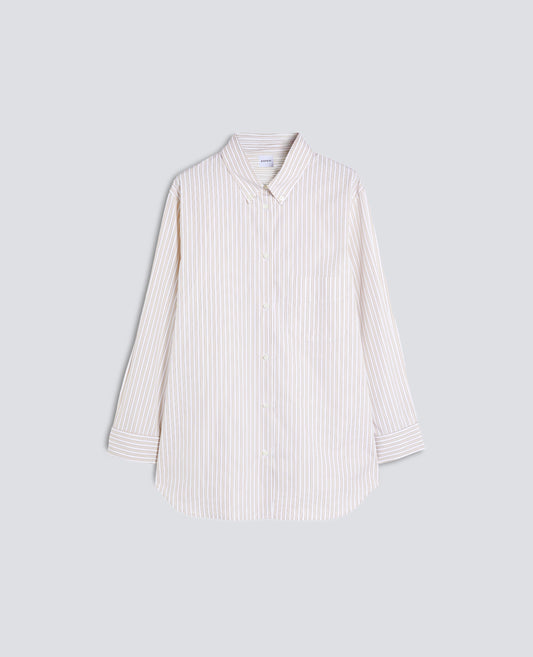 COTTON POPLIN SHIRT WITH BUTTON-DOWN COLLAR - BEIGE - ASPESI