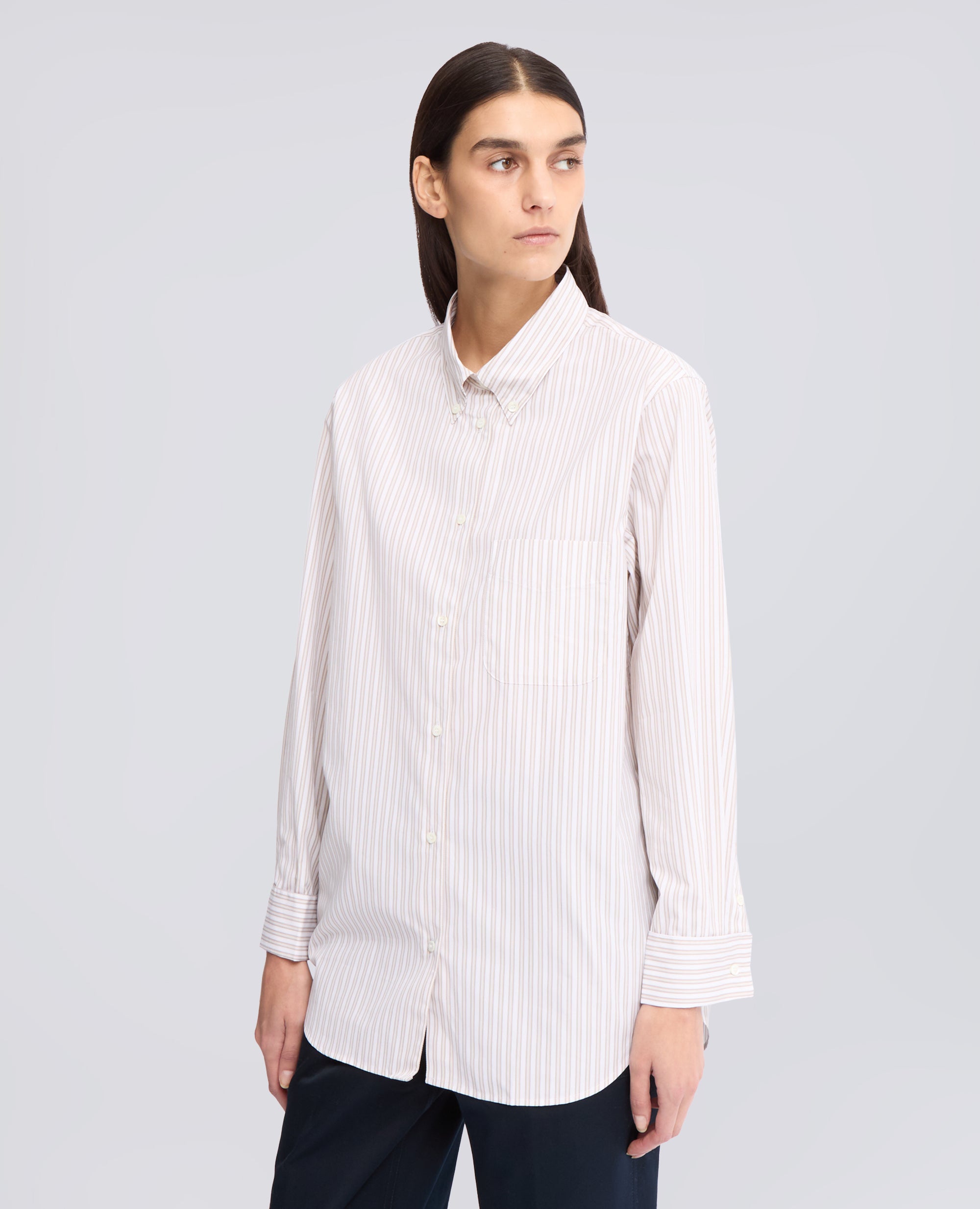 CAMICIA IN POPELINE DI COTONE CON COLLO BUTTON DOWN - BEIGE - ASPESI