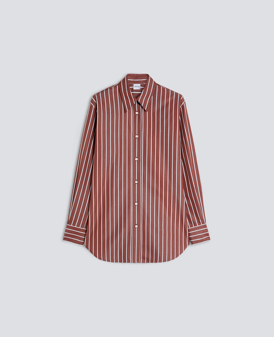 CAMICIA IN POPELINE DI COTONE A RIGHE - MARRONE - ASPESI