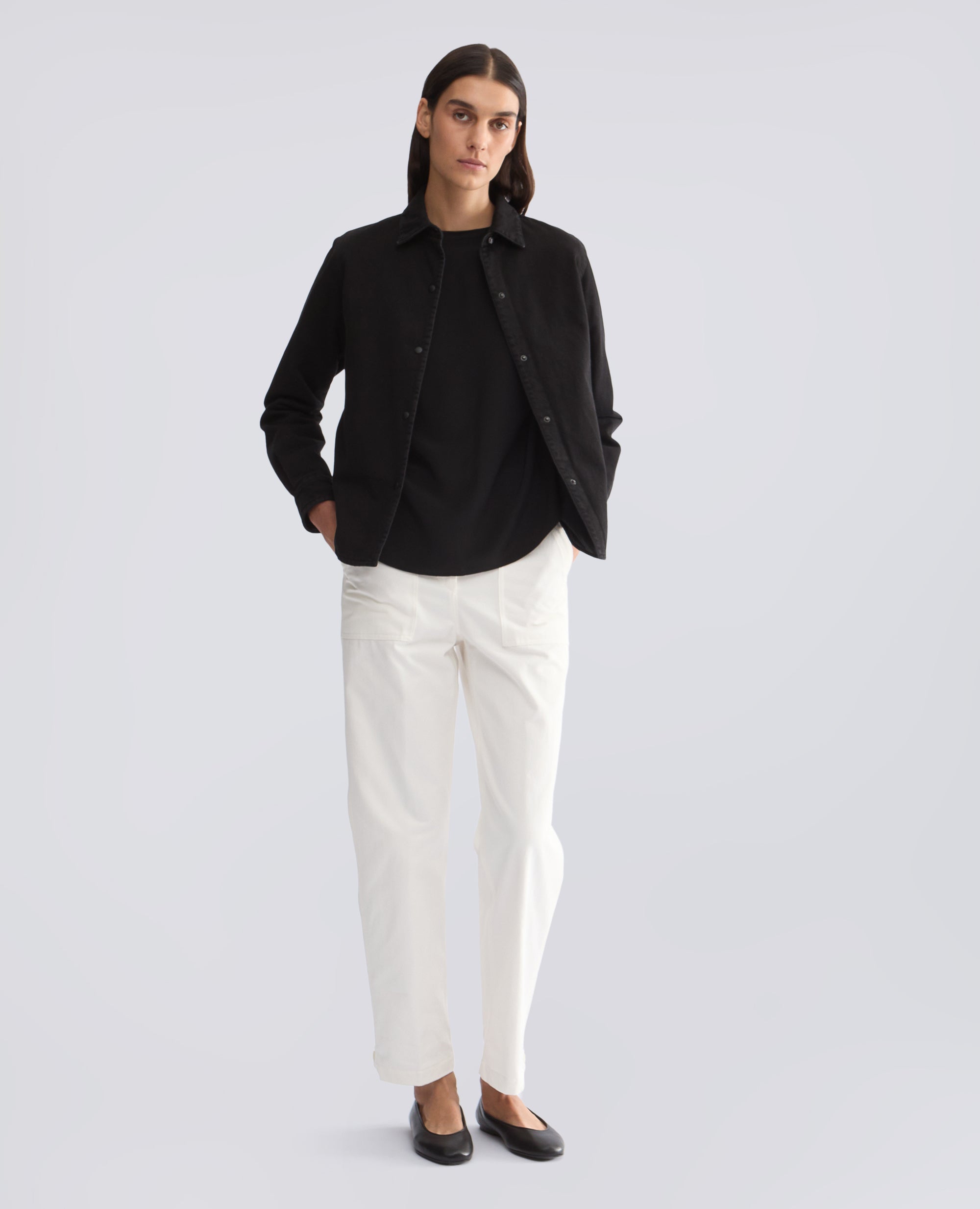 TOP AUS SEIDEN-CREPE DE CHINE UNI - SCHWARZ - ASPESI