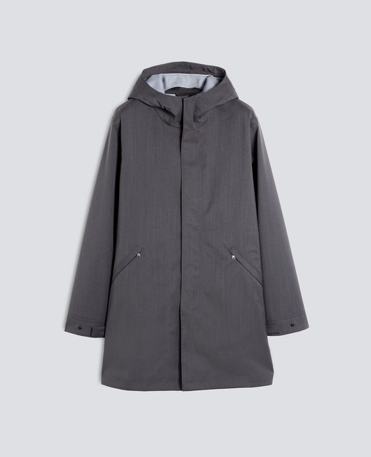 IMPERMEABLE EN MICRO-SERGE DE LAINE ET POLYESTER - GRIS - ASPESI