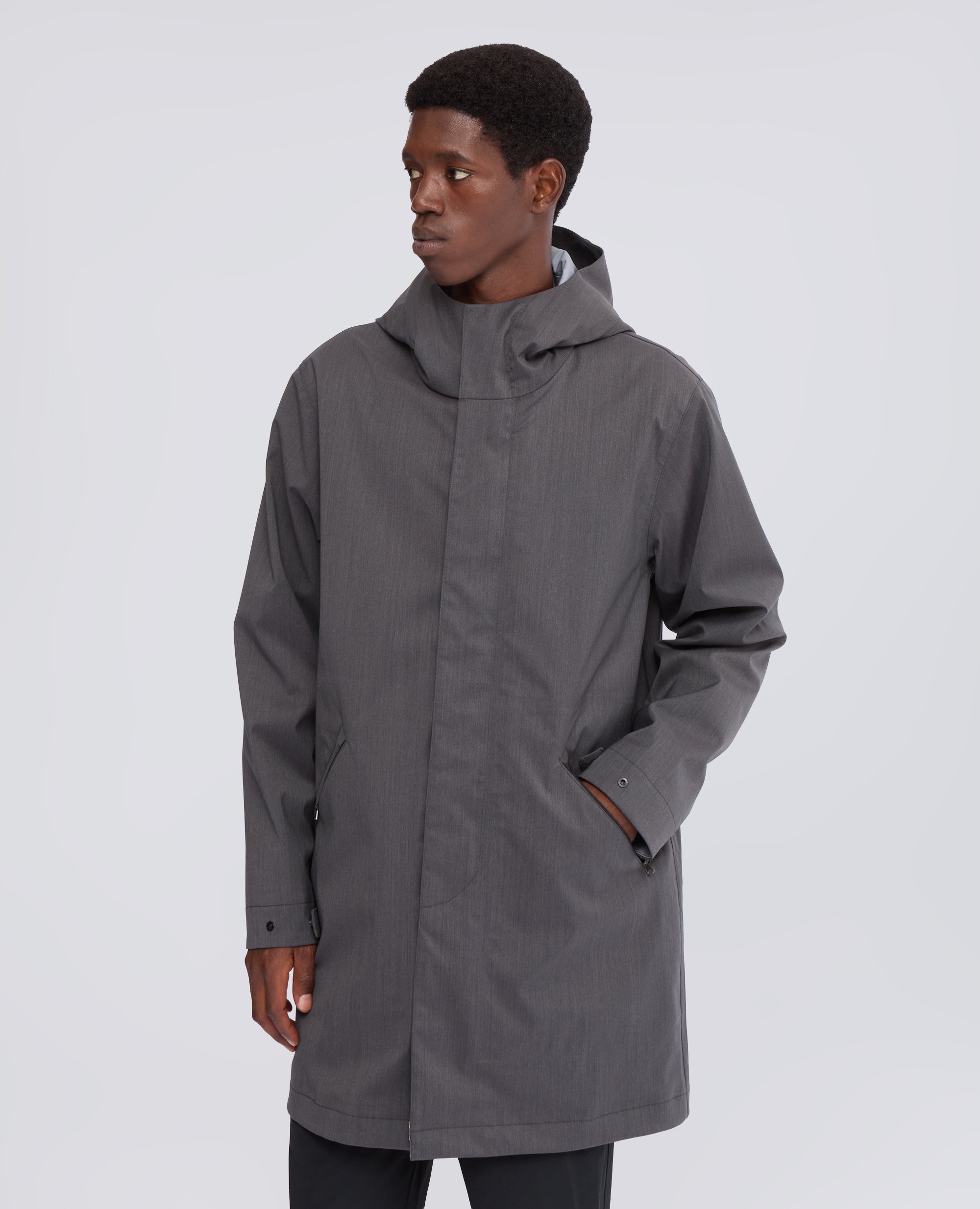 IMPERMEABILE IN MICROTWILL DI LANA E POLIESTERE - GRIGIO - ASPESI