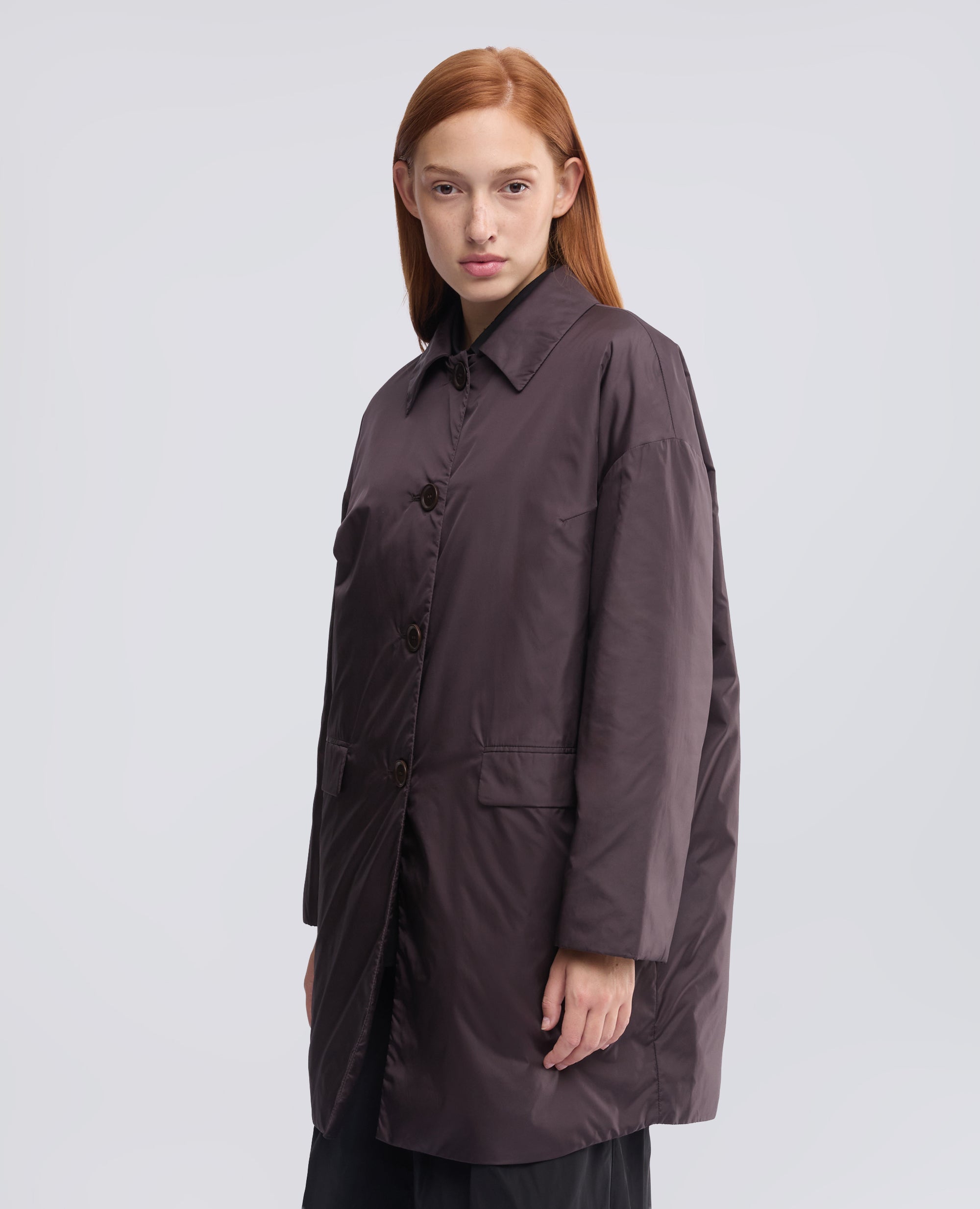 CAPPOTTO IN NYLON IMBOTTITO IN OVATTA THERMORE - MARRONE - ASPESI