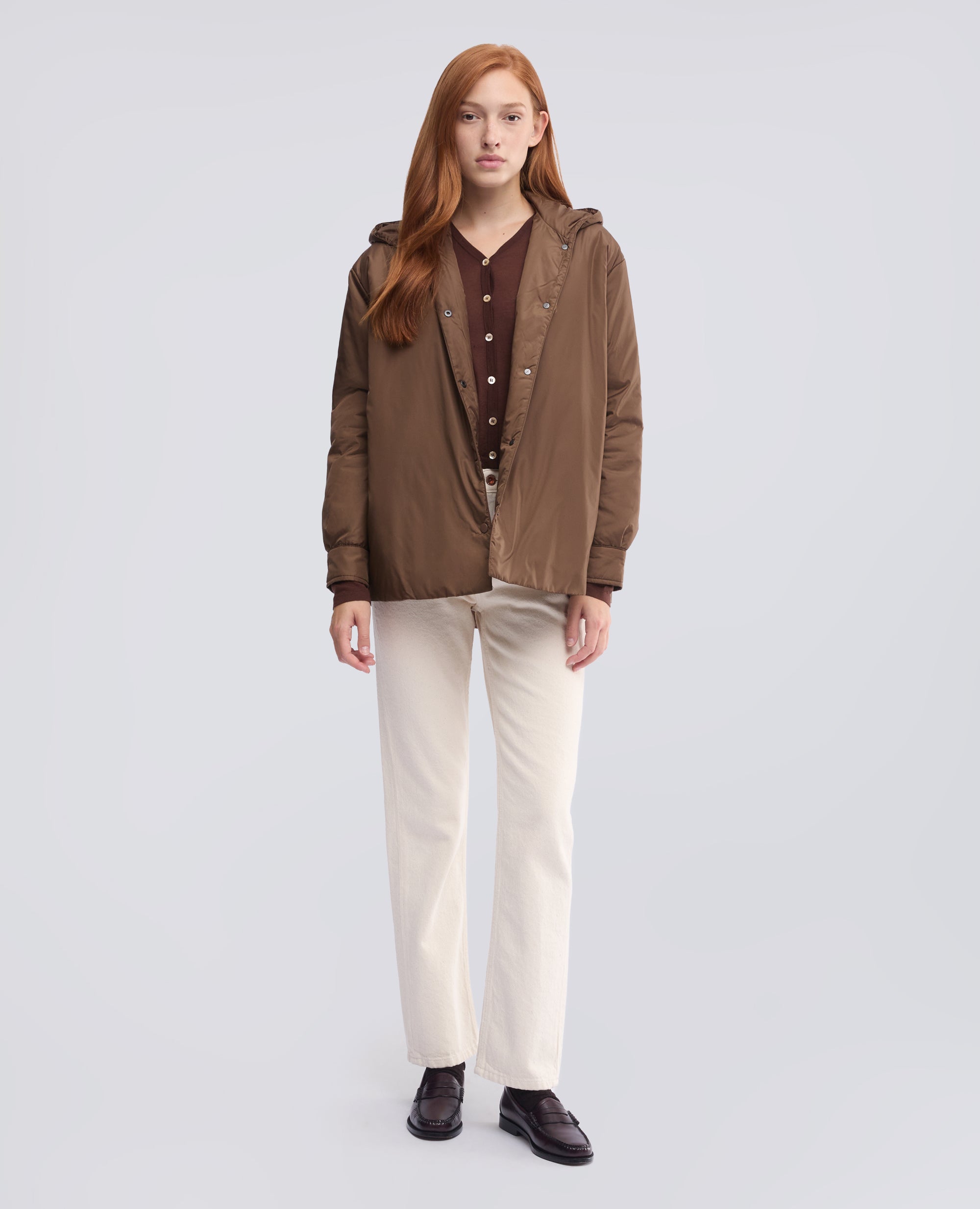 GIUBBOTTO IN NYLON IMBOTTITO CON OVATTA THERMORE - MARRONE - ASPESI