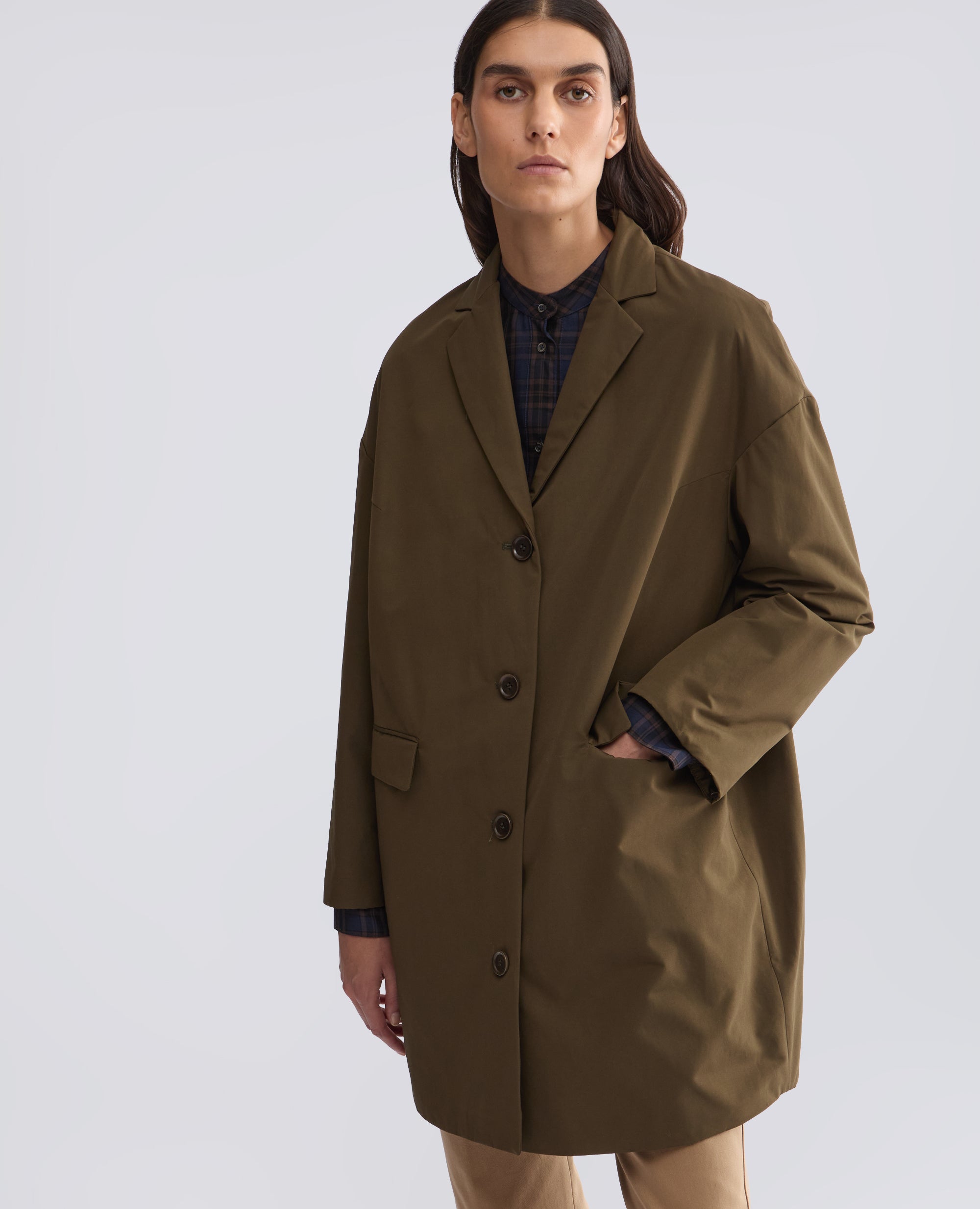 CAPPOTTO IN TELA DI MISTO COTONE CON OVATTA THERMORE® - VERDE - ASPESI