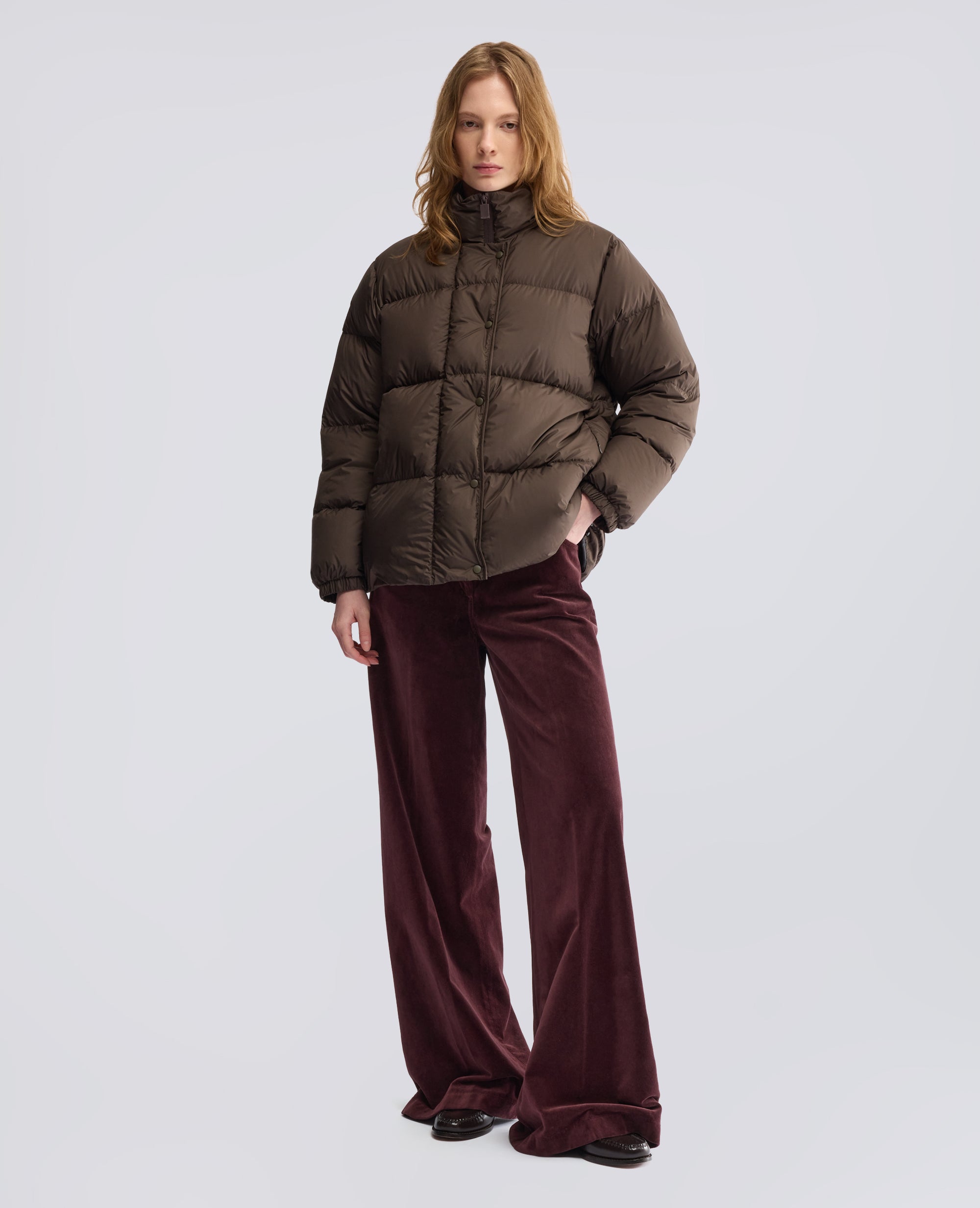PADDED AND QUILTED MICROFIBRE JACKET - BROWN - ASPESI