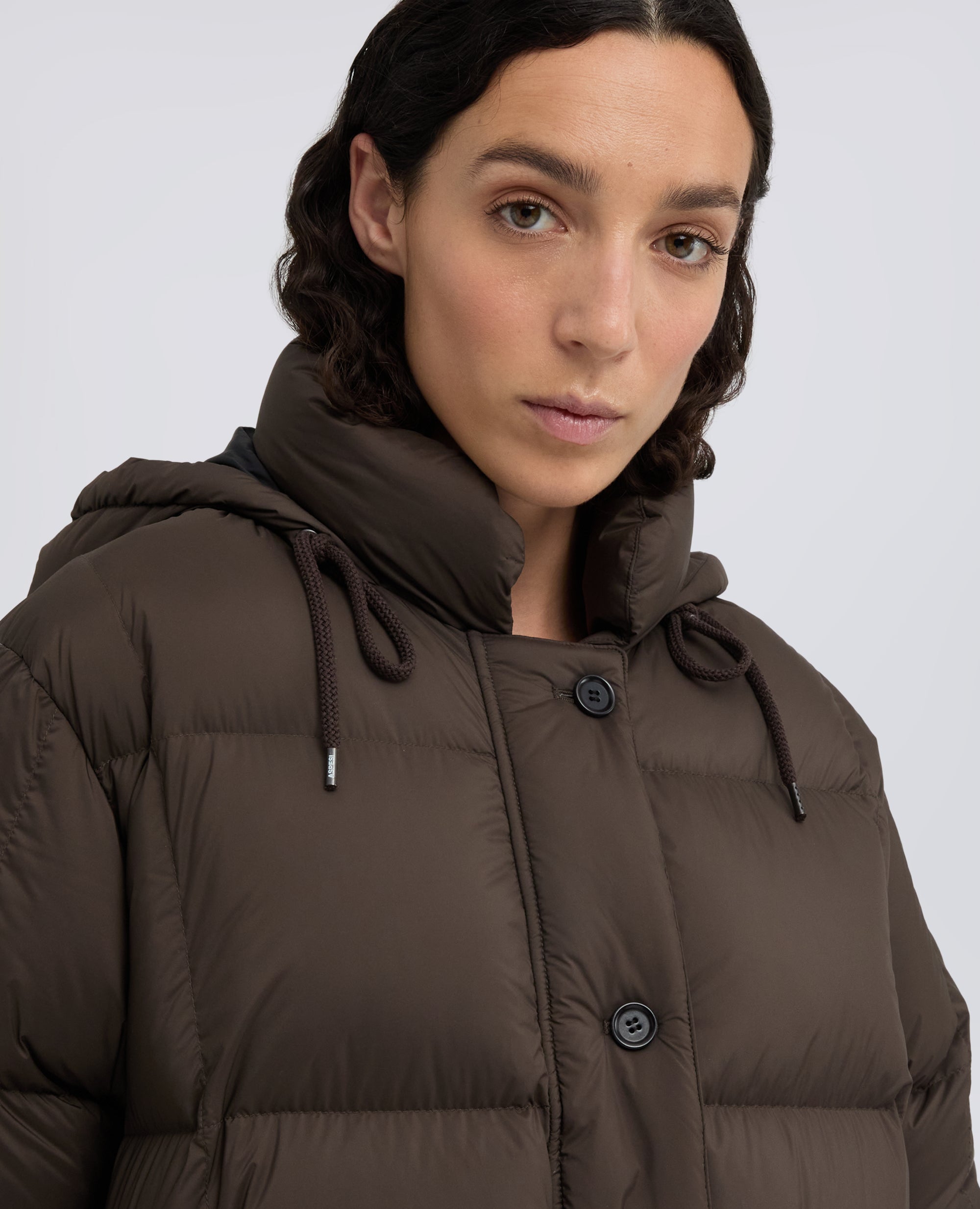 CAPPOTTO IN MICROFIBRA CON IMBOTTITURA - MARRONE - ASPESI