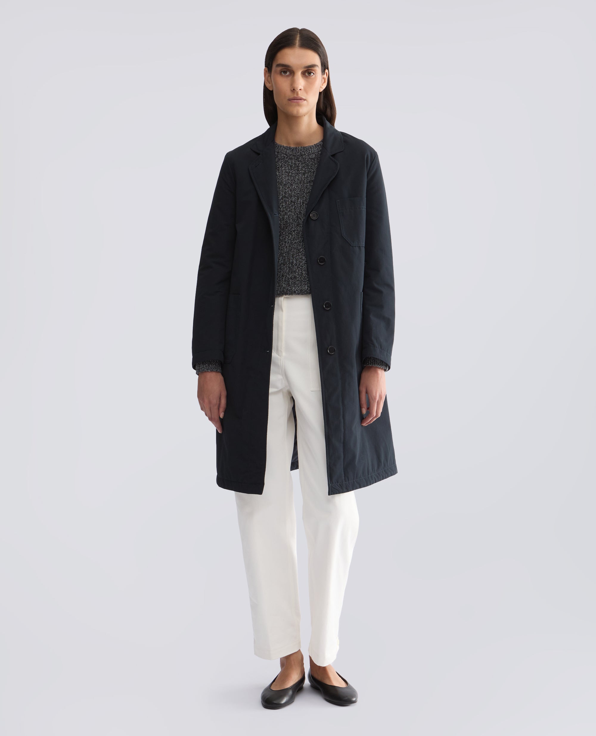 CAPPOTTO IN TELA DI MISTO COTONE IMBOTTITO IN OVATTA THERMORE - BLU - ASPESI