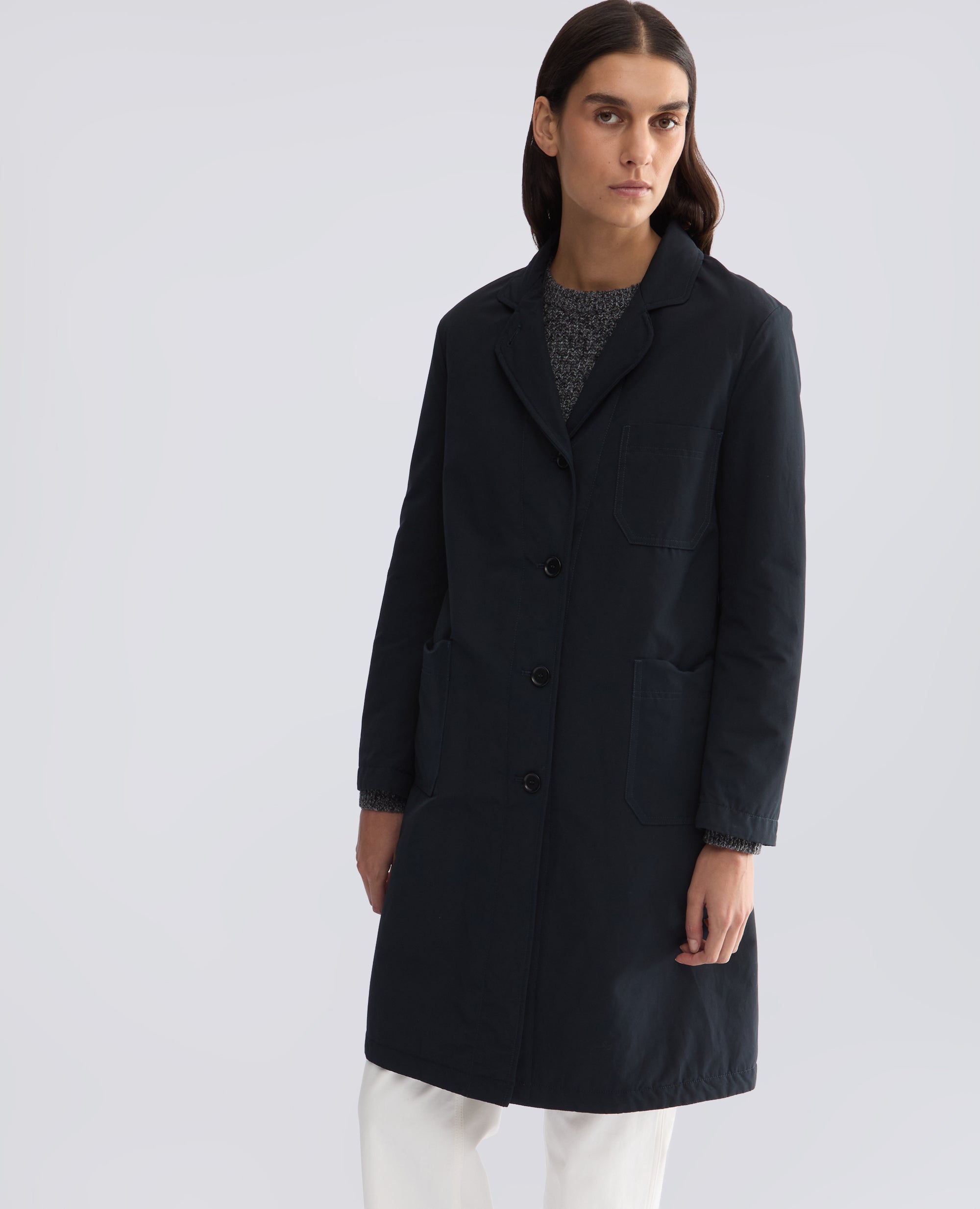 CAPPOTTO IN TELA DI MISTO COTONE IMBOTTITO IN OVATTA THERMORE - BLU - ASPESI