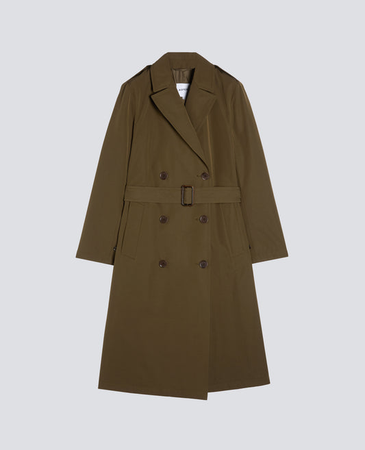 COTTON AND POLYESTER CANVAS TRENCH COAT PADDED WITH THERMORE WADDING - VERDE - ASPESI
