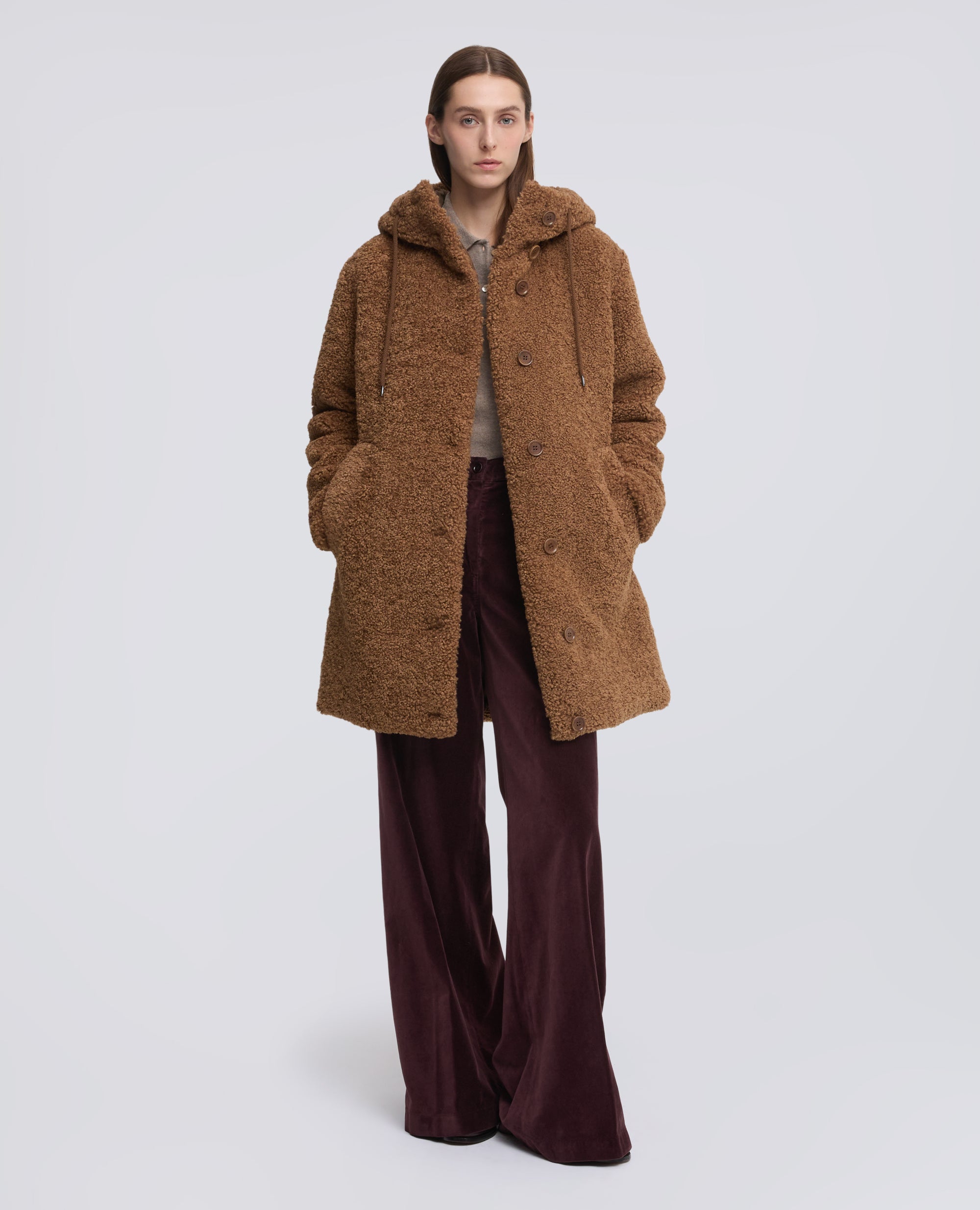 PADDED TEDDY ECOFUR PARKA - BROWN - ASPESI