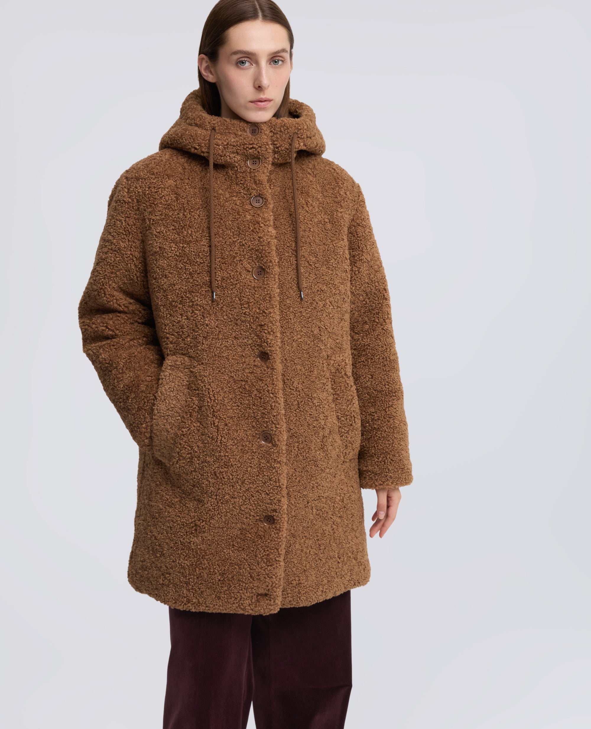 PADDED TEDDY ECOFUR PARKA - BROWN - ASPESI