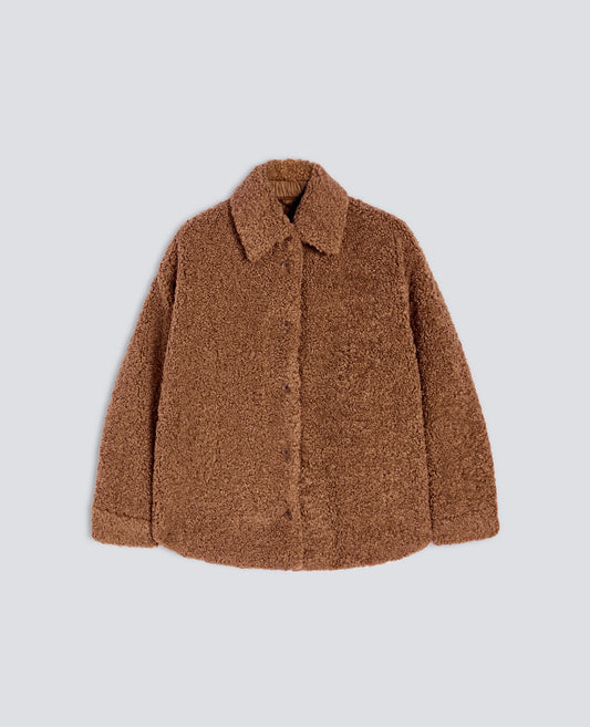CHEMISE EN FAUSSE FOURRURE -TEDDY- MATELASSEE - MARRON - ASPESI