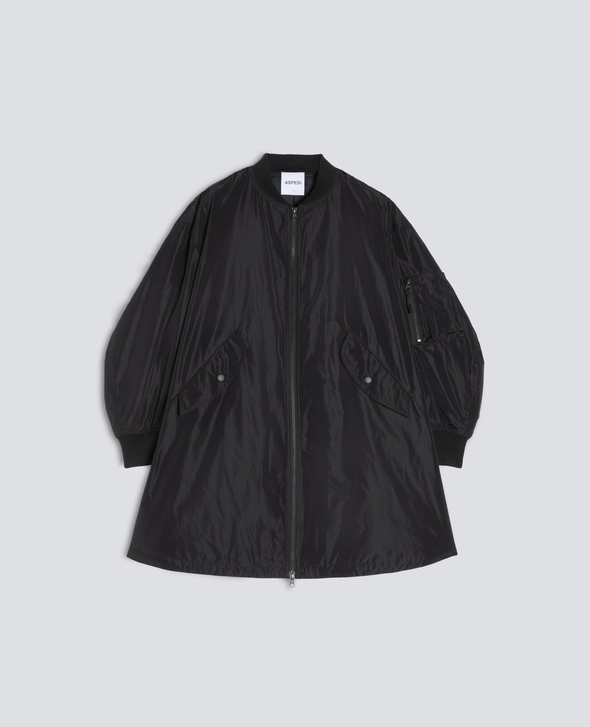 TECHNICAL FABRIC BOMBER JACKET WITH THERMORE® WADDING - BLACK - ASPESI