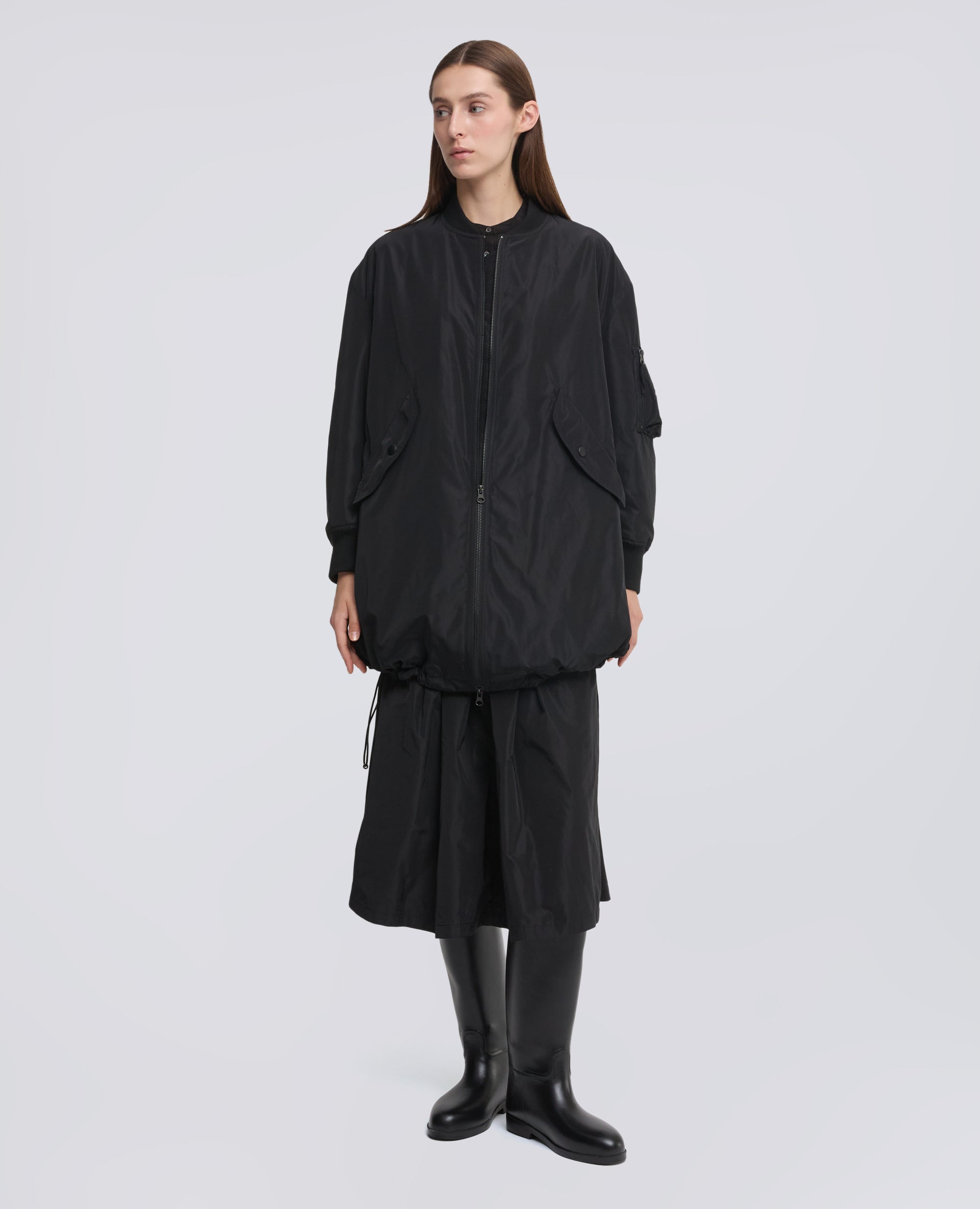 TECHNICAL FABRIC BOMBER JACKET WITH THERMORE® WADDING - BLACK - ASPESI