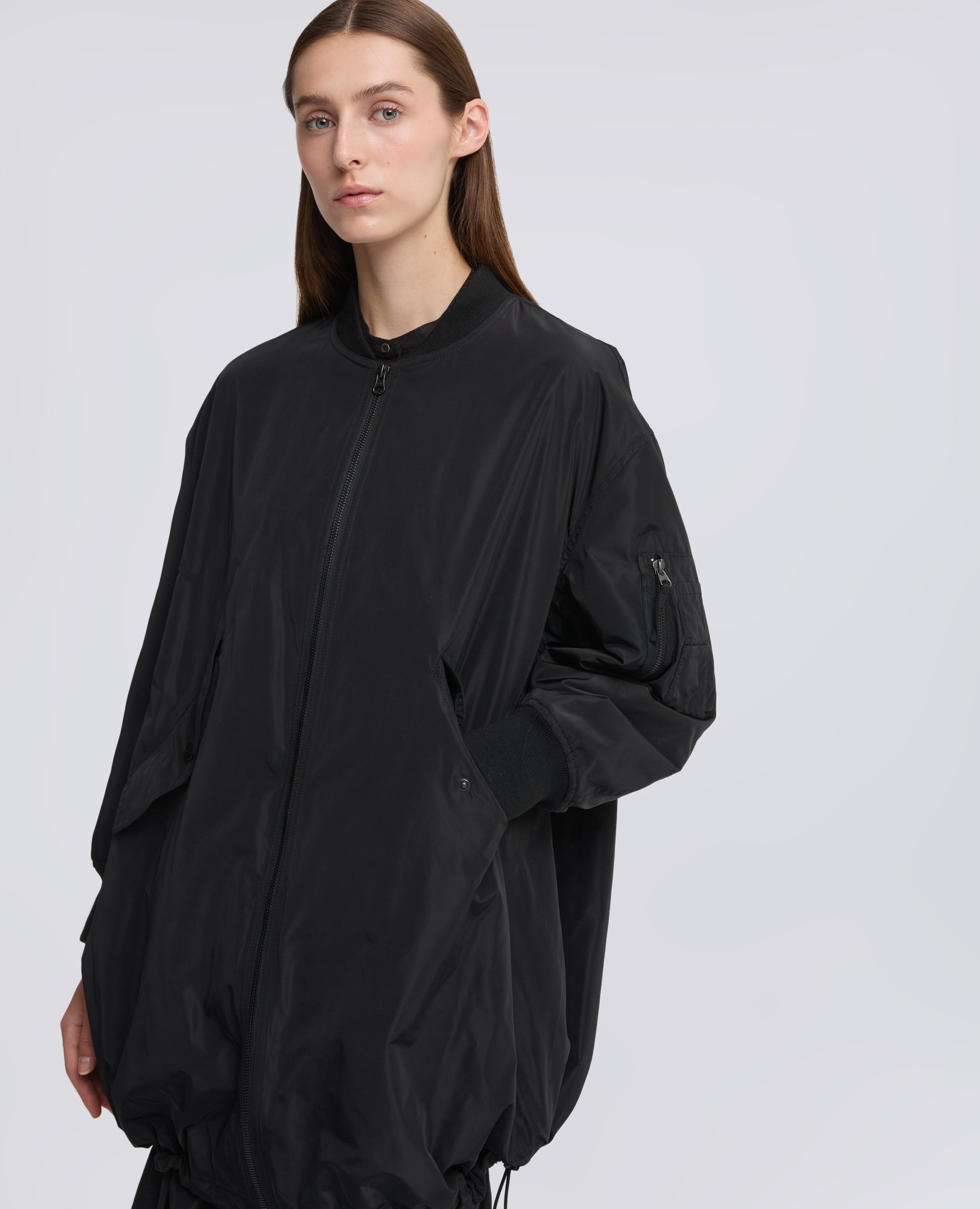 TECHNICAL FABRIC BOMBER JACKET WITH THERMORE® WADDING - BLACK - ASPESI