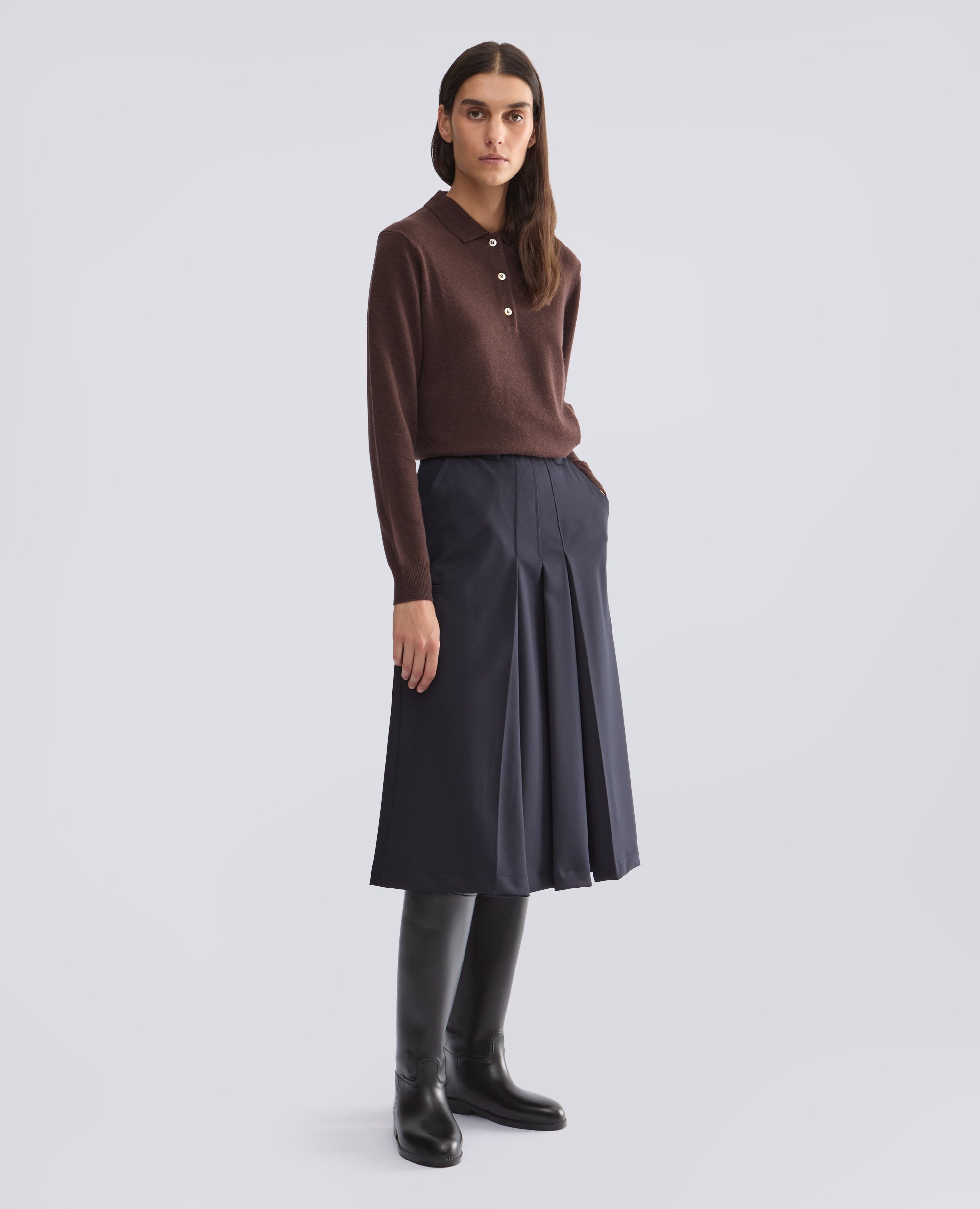 POLO IN LANA E CASHMERE - MARRONE - ASPESI