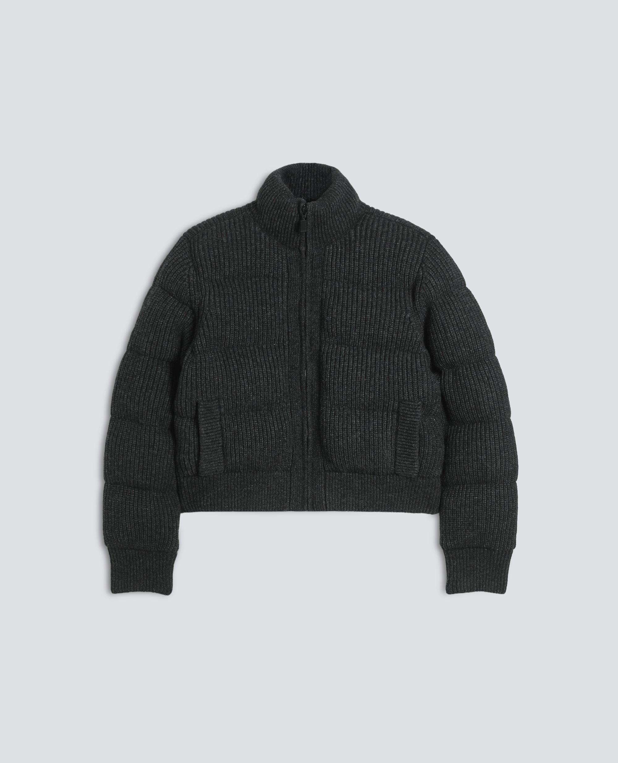 PADDED RIBBED WOOL AND NYLON JACKET - GREY - ASPESI