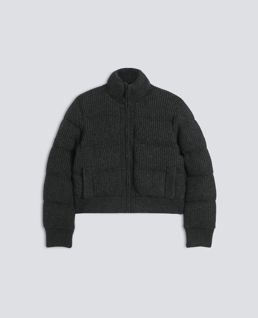PADDED RIBBED WOOL AND NYLON JACKET - GREY - ASPESI