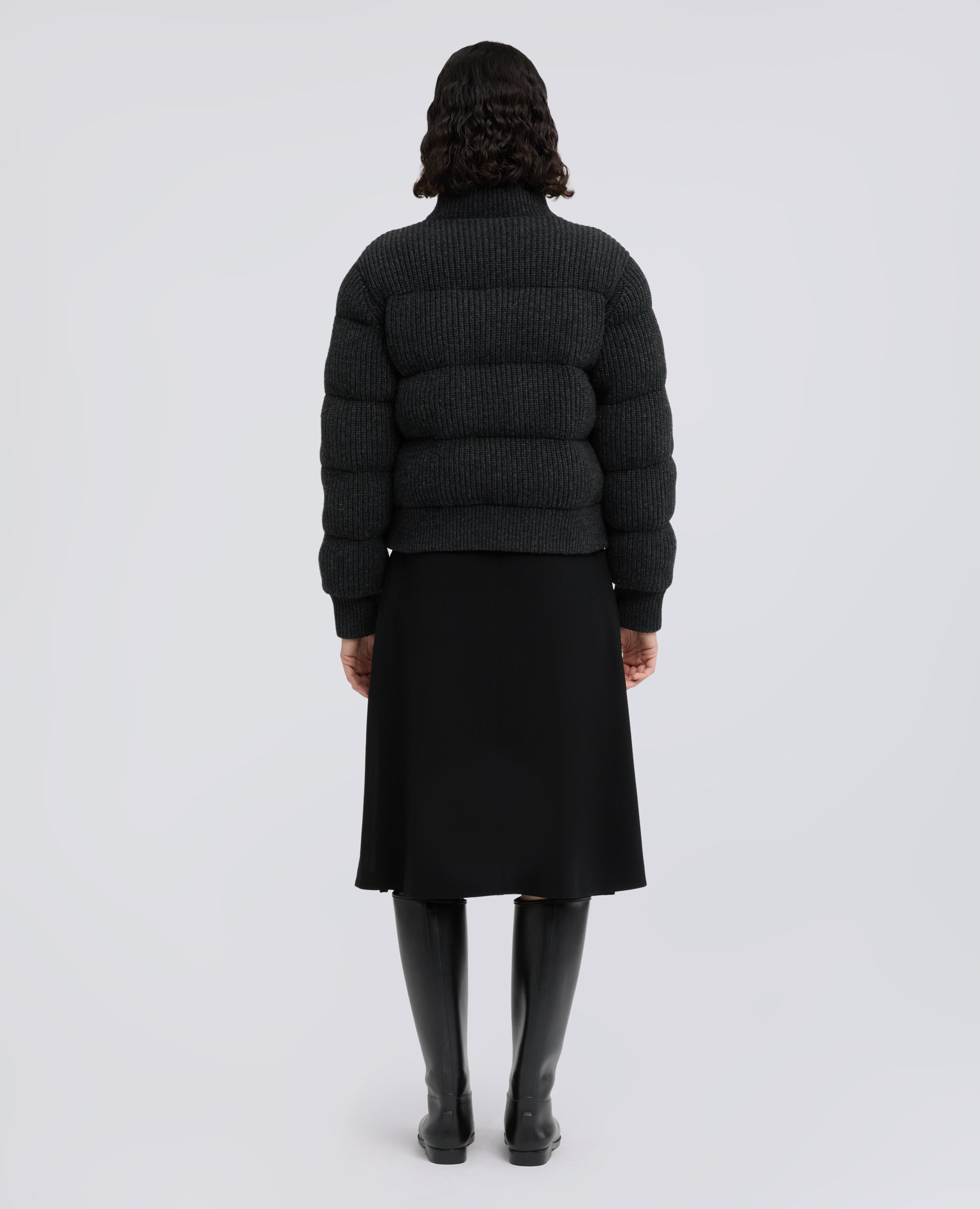 PADDED RIBBED WOOL AND NYLON JACKET - GREY - ASPESI