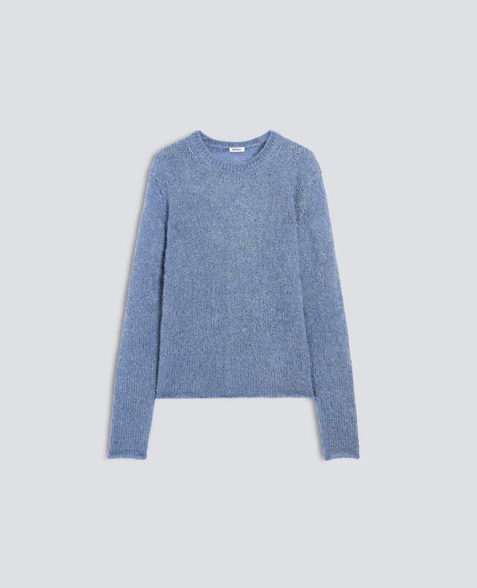 PULL RAS DU COU COTELE EN MOHAIR ET LAINE - AZZURRO - ASPESI
