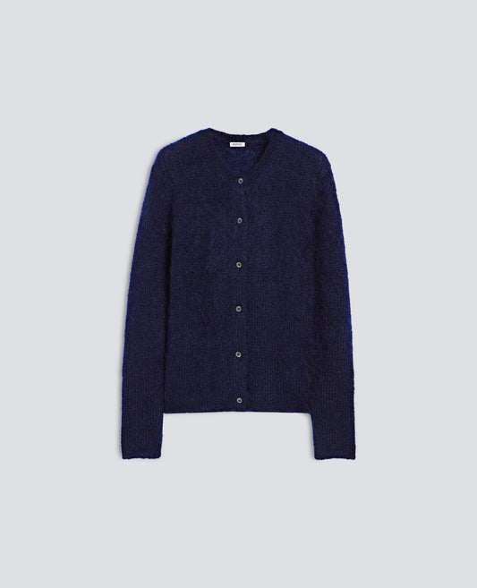 CARDIGAN DE CUELLO REDONDO DE PUNTO DE MOHAIR Y LANA - BLU - ASPESI