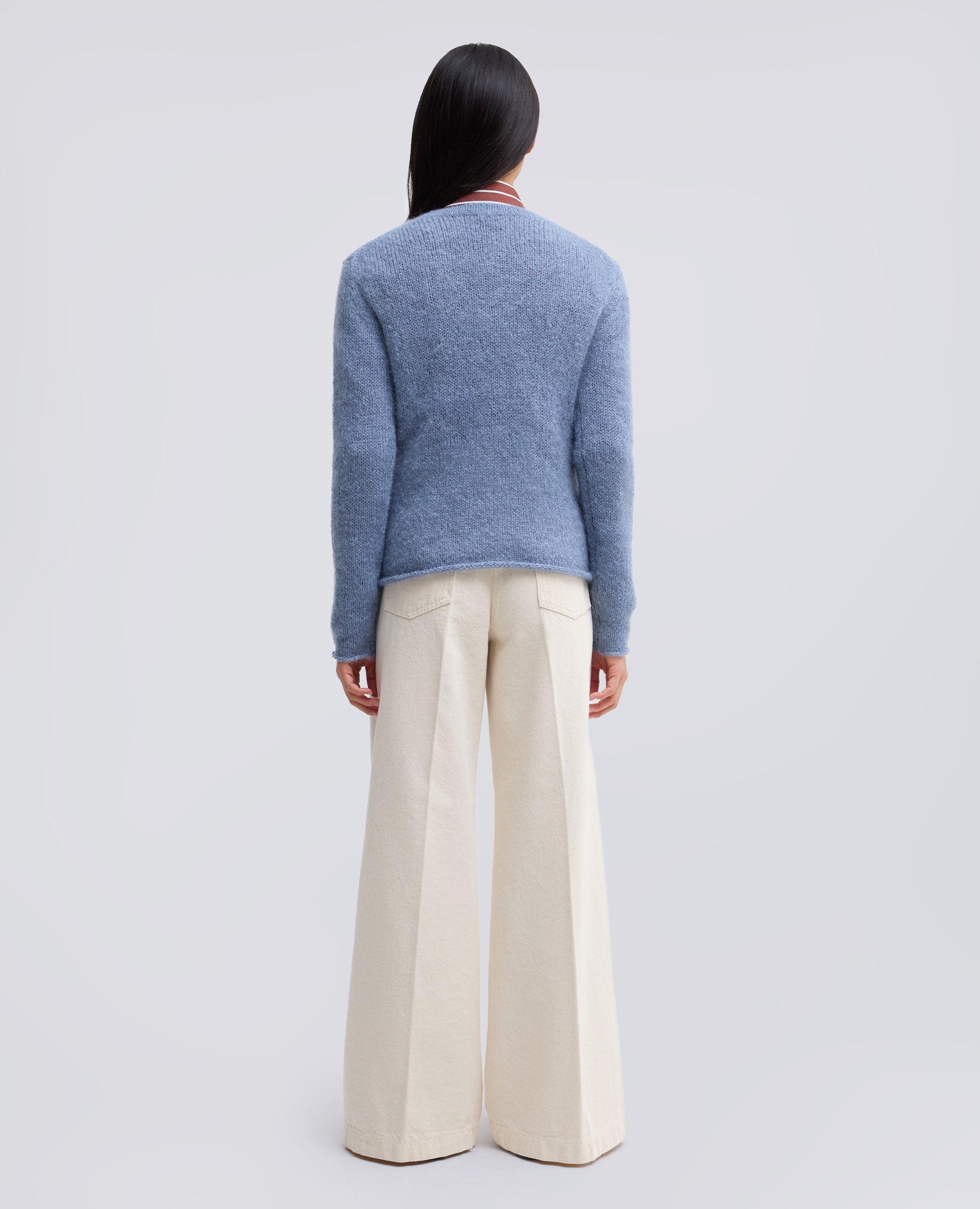 MAGLIA SCOLLO A -V- IN MOHAIR E LANA - AZZURRO - ASPESI