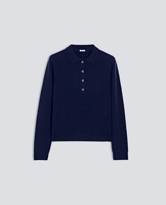 POLO DE MANGA LARGA EN PURA CACHEMIRA - BLU - ASPESI