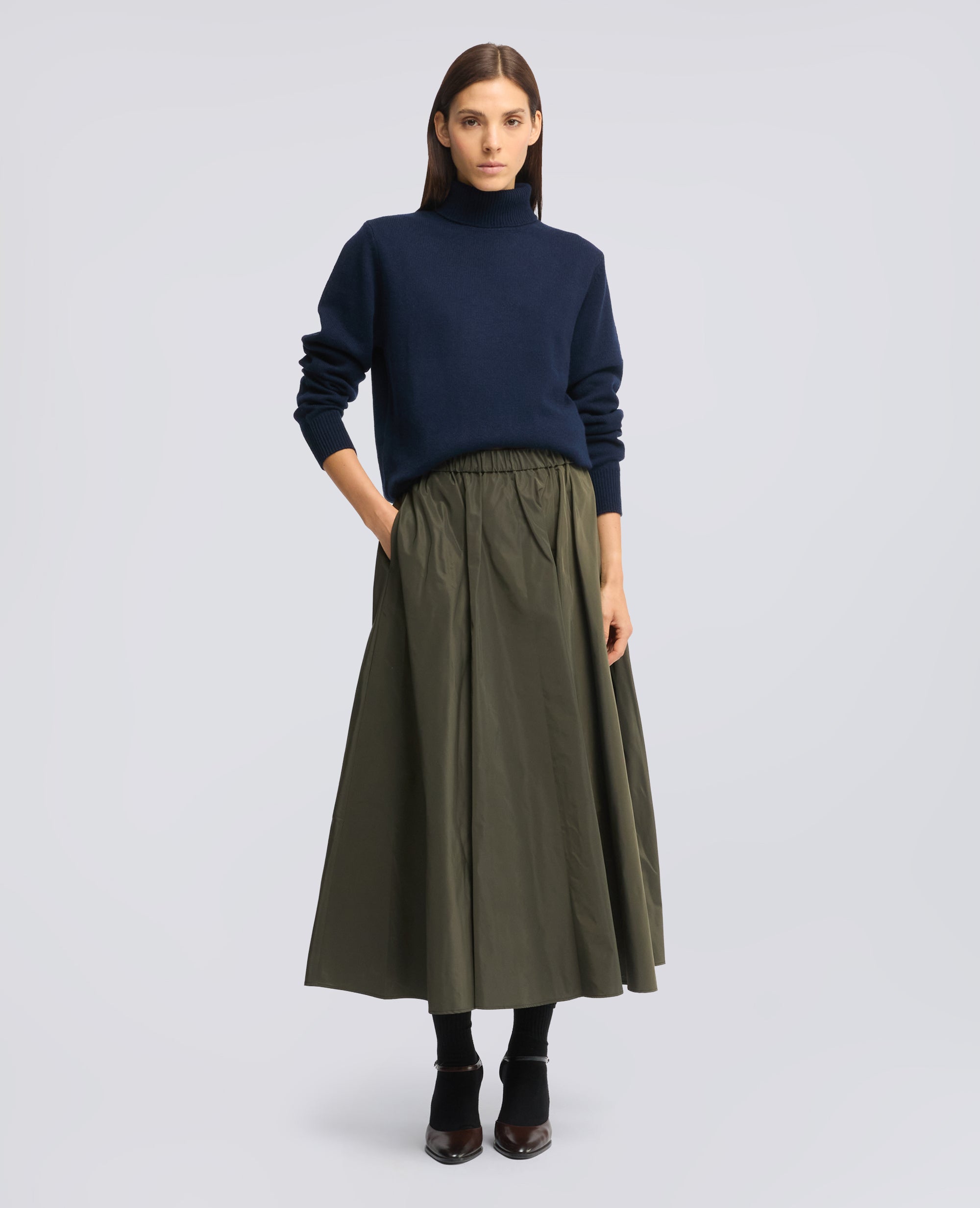 MAGLIA DOLCEVITA IN LANA, YAK E CASHMERE - BLU - ASPESI