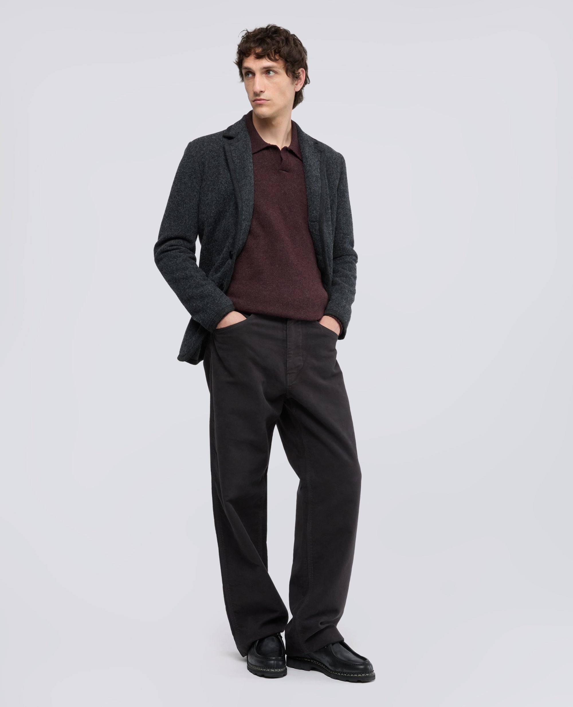 POLO REALISE EN MELANGE LAINE ET NYLON - ROUGE - ASPESI