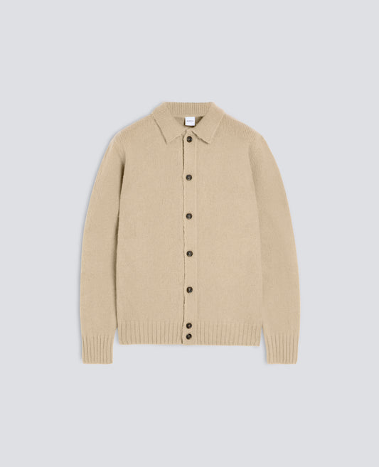 SHETLAND WOOL SHIRT-STYLE CARDIGAN - BEIGE - ASPESI