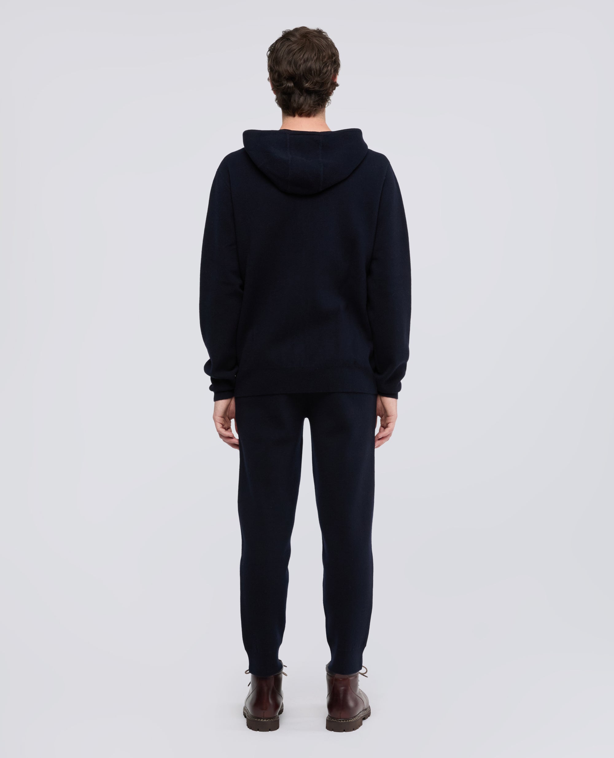 MAGLIA CON CAPPUCCIO IN FILATO DOPPIA FRONTURA IN LANA E COTONE - BLU - ASPESI